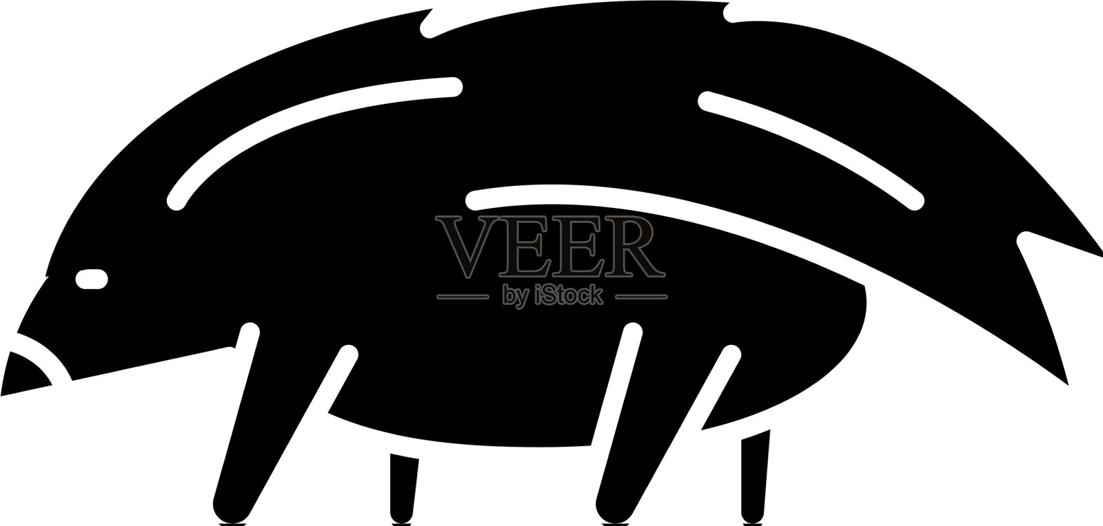 豪猪黑色图标标志孤立设计元素图片
