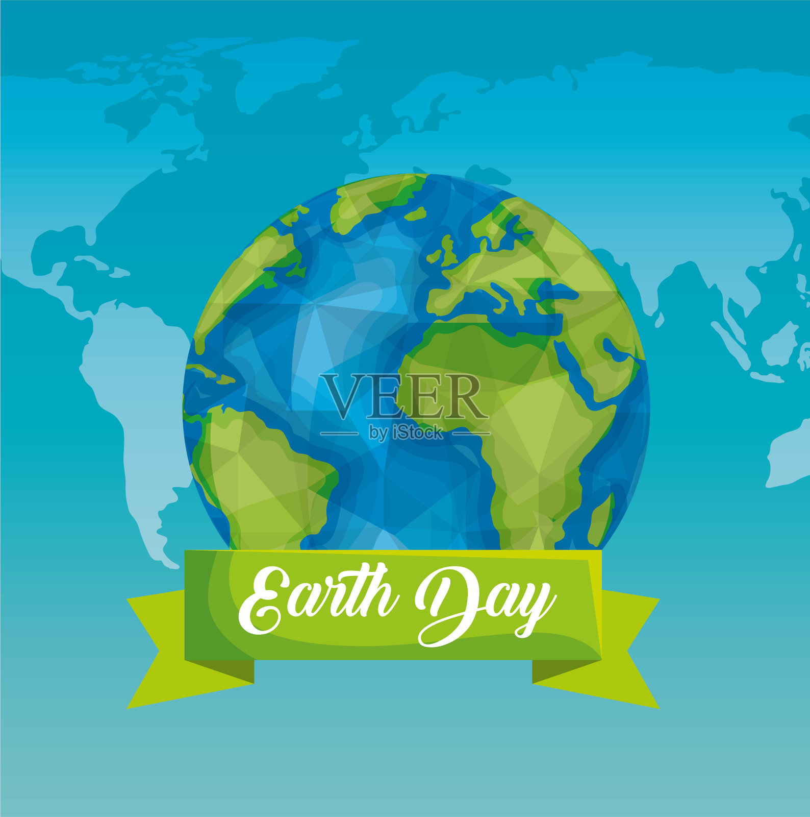 生态星球带着丝带走向地球日插画图片素材