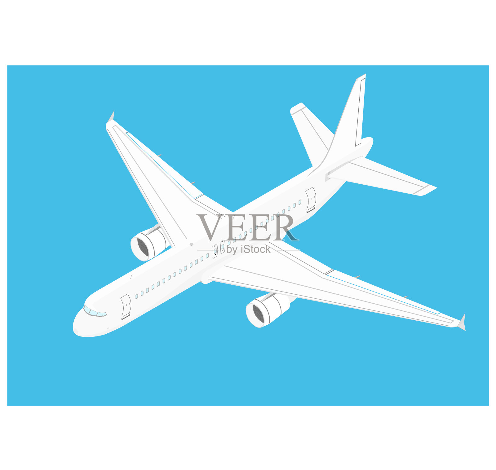 白色现代客机插画图片素材