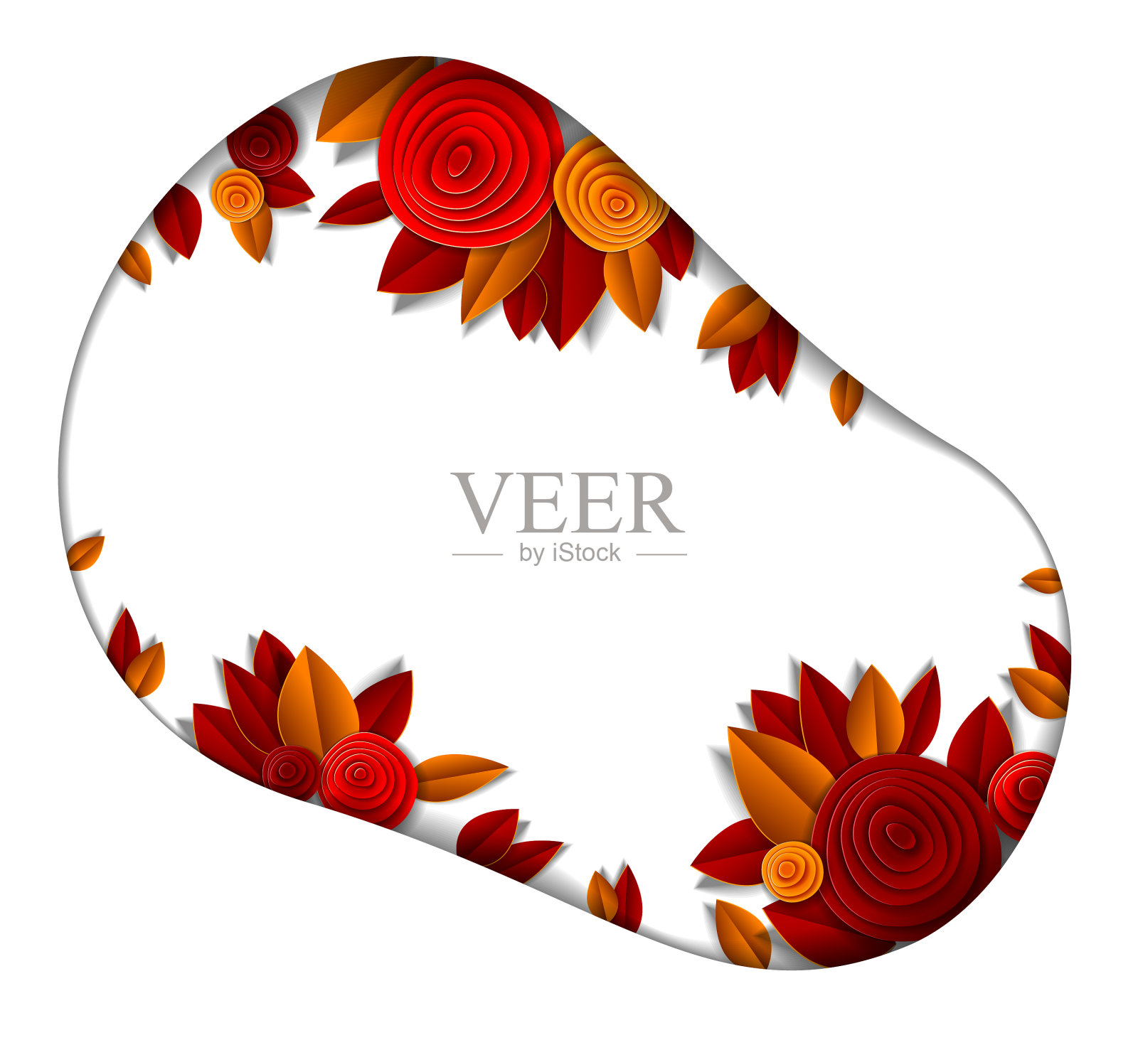 背景纸上有花和秋叶设计元素图片