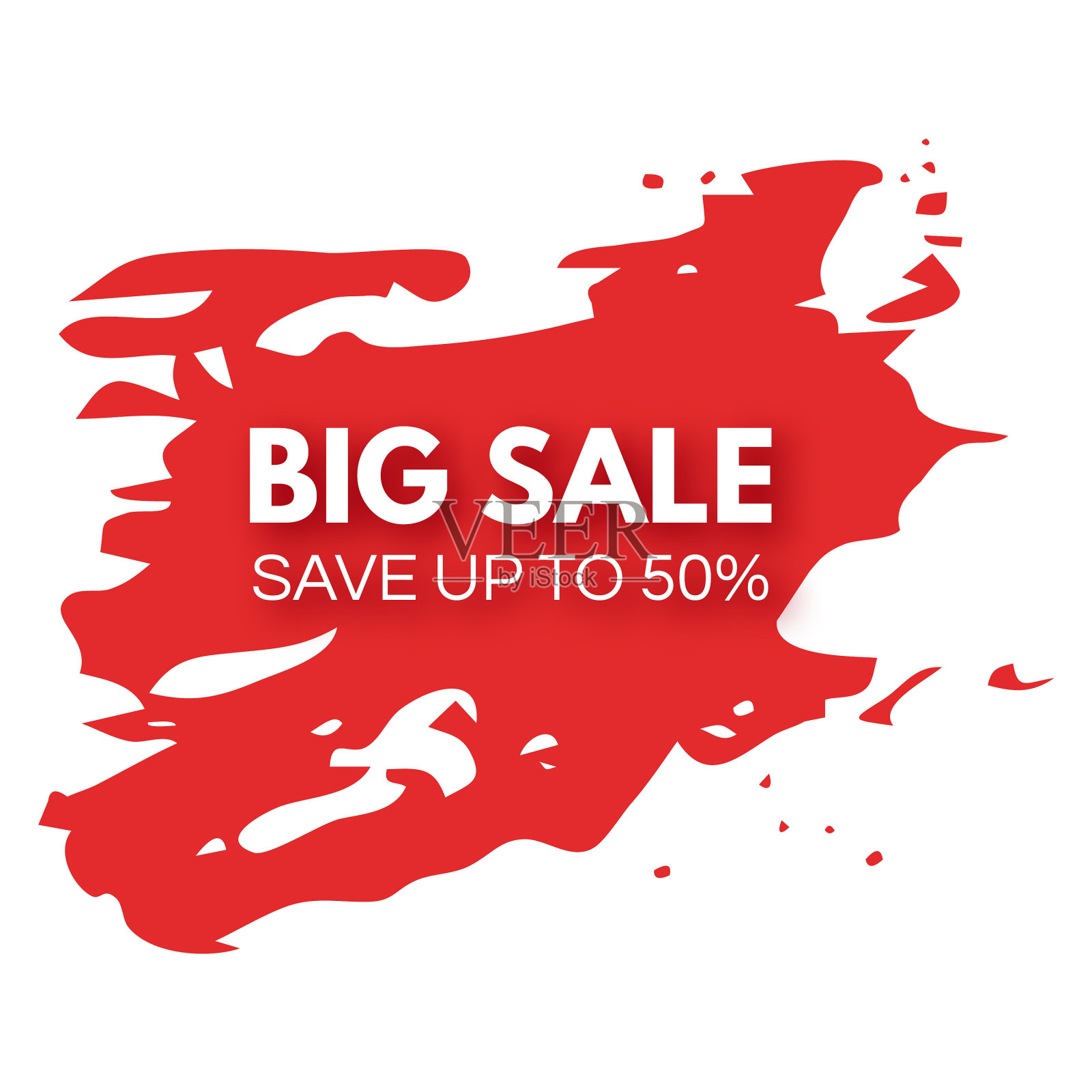 油漆污渍上的大促销横幅设计元素图片