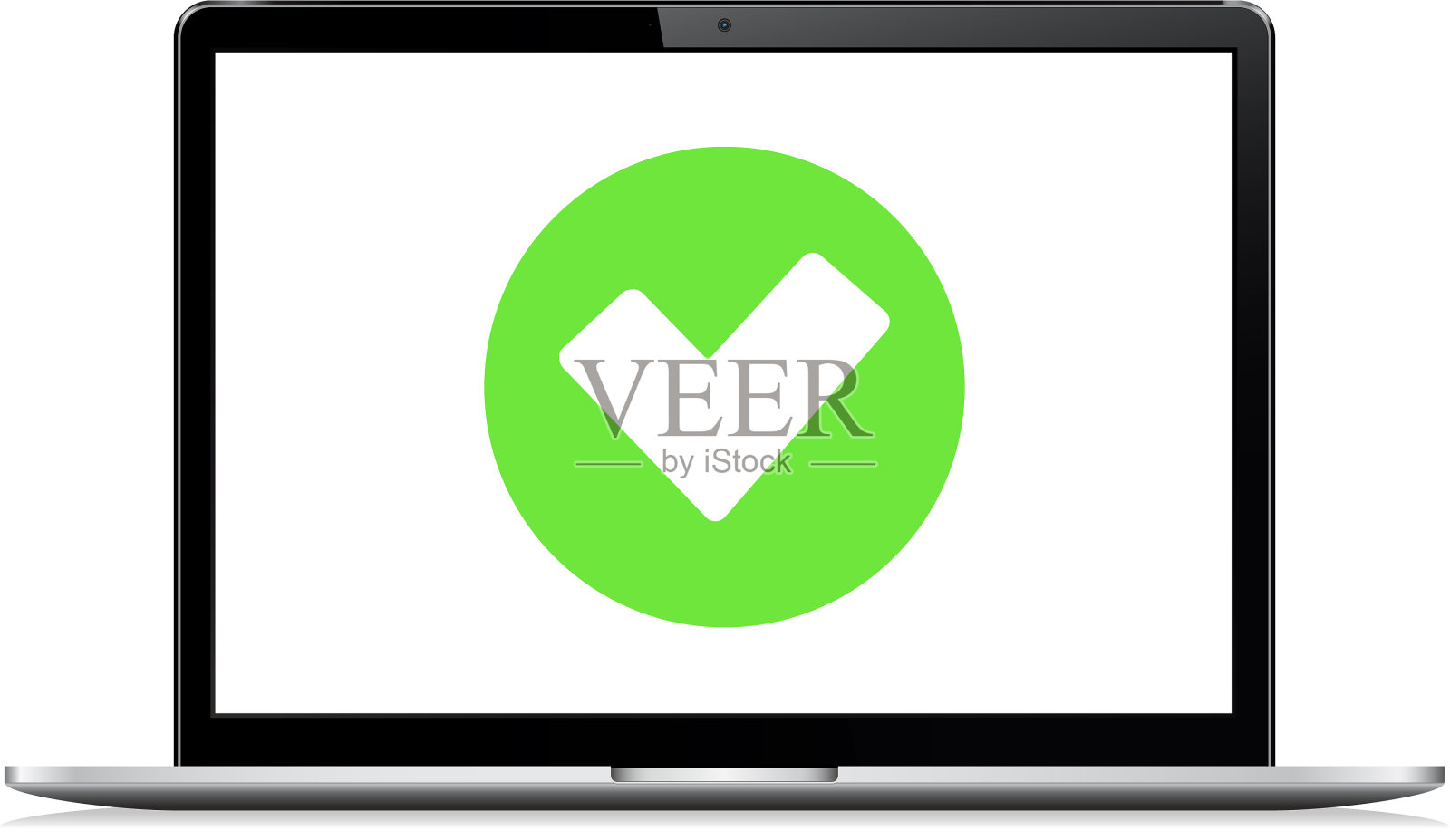 带有勾号或勾号通知的笔记本电脑设计元素图片