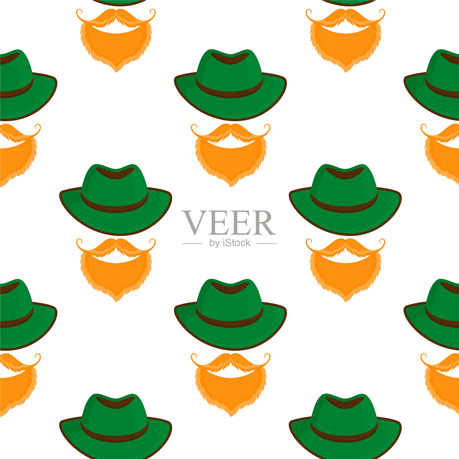 传统的德国绿色复古帽男胡子插画图片素材