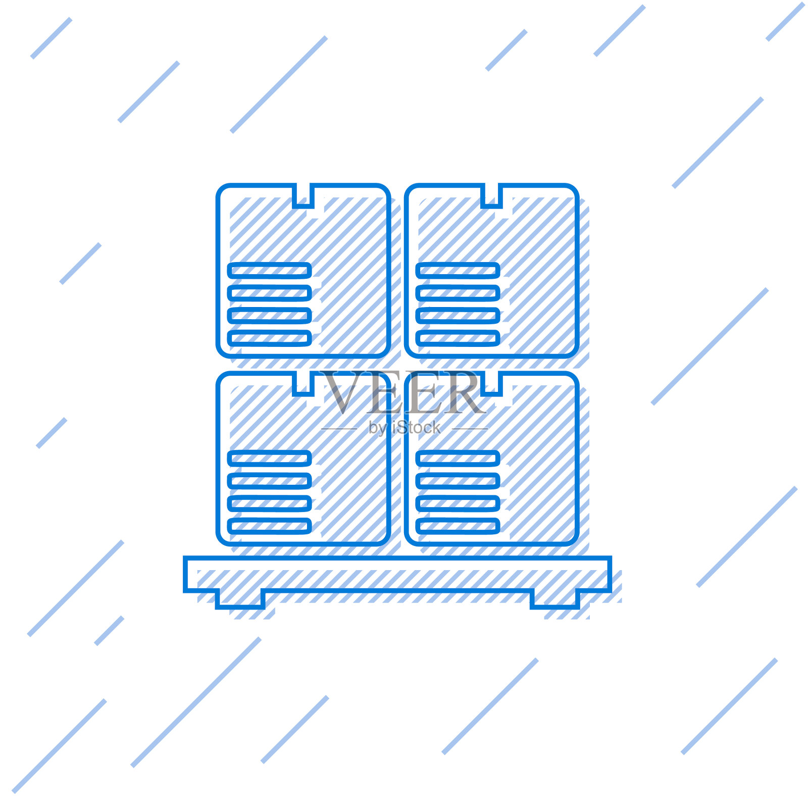 蓝线纸板盒托盘图标隔离插画图片素材