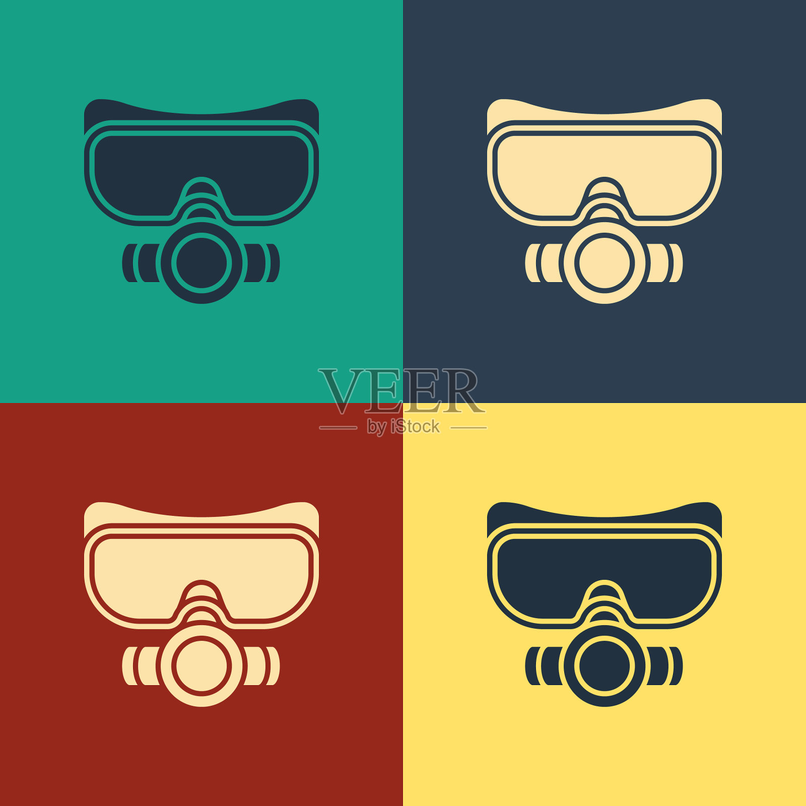 颜色潜水遮罩图标孤立的颜色插画图片素材