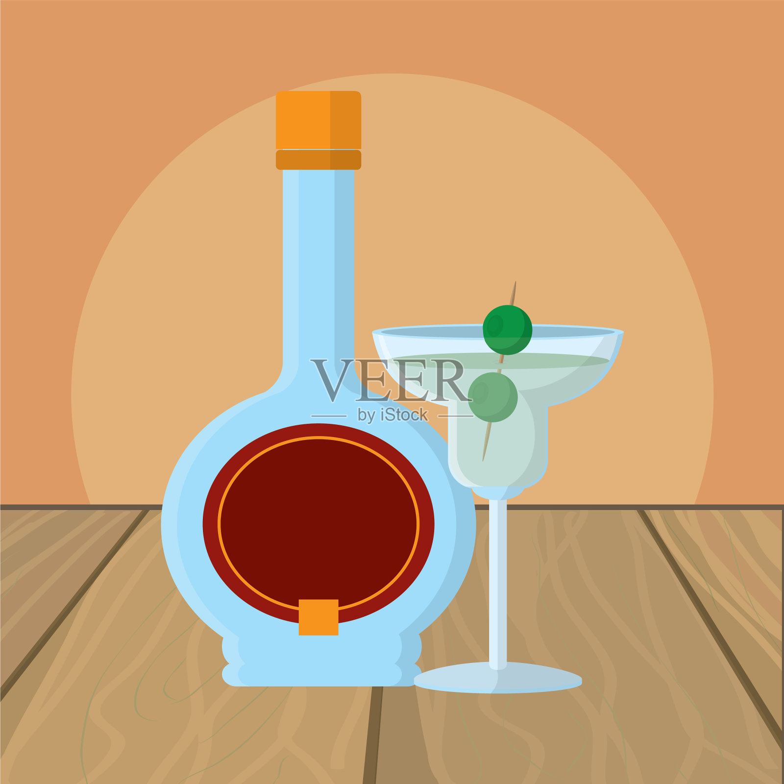 酒精饮料的卡通插画图片素材