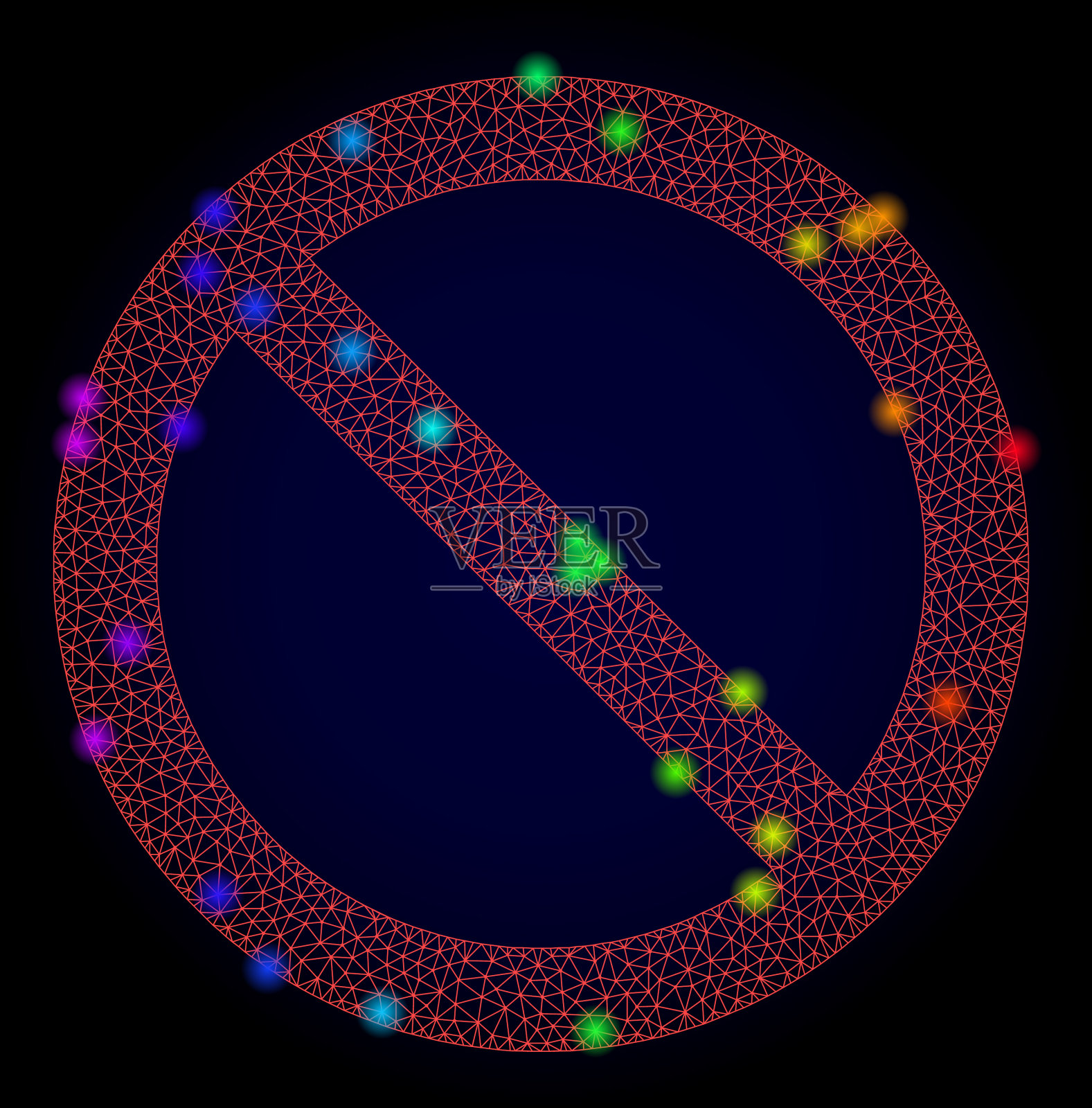 红色网格禁止光谱彩色插画图片素材