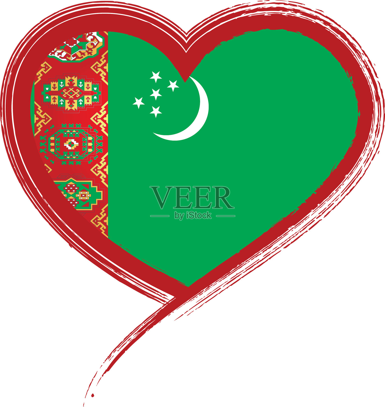 土库曼斯坦国旗上有白色设计元素图片