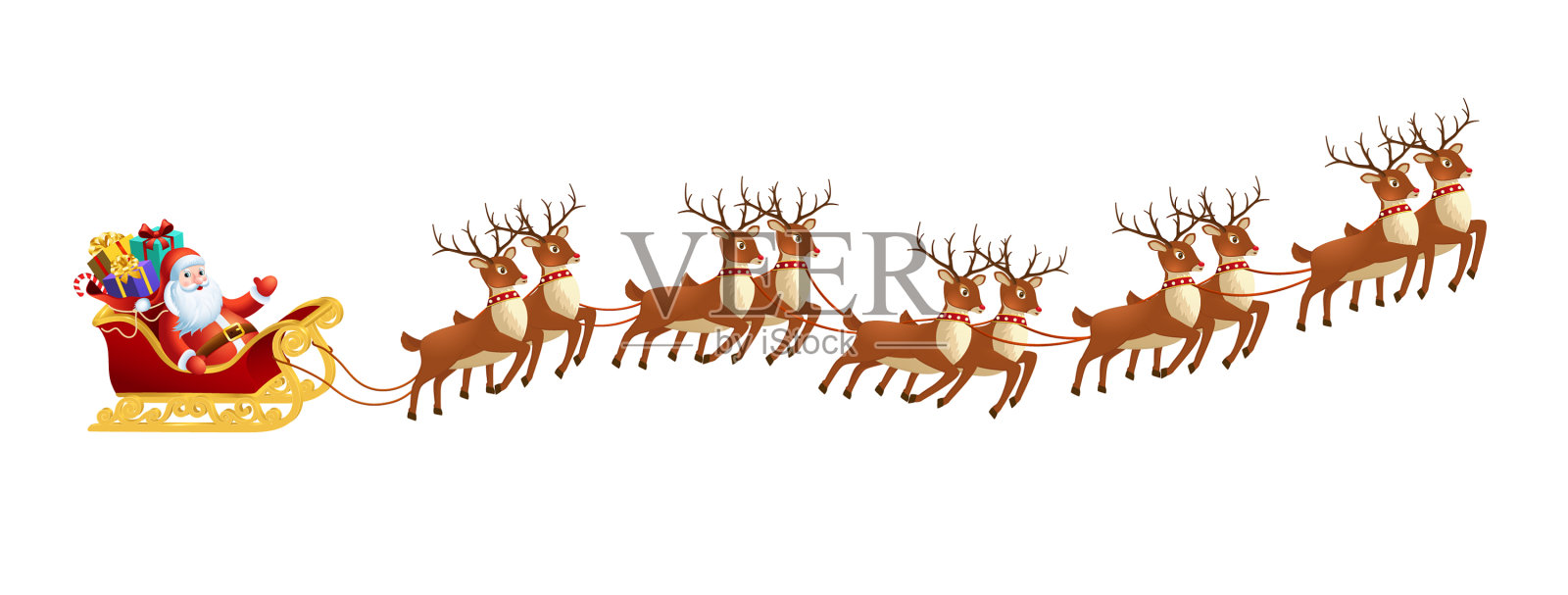 圣诞老人驾着驯鹿雪橇设计元素图片