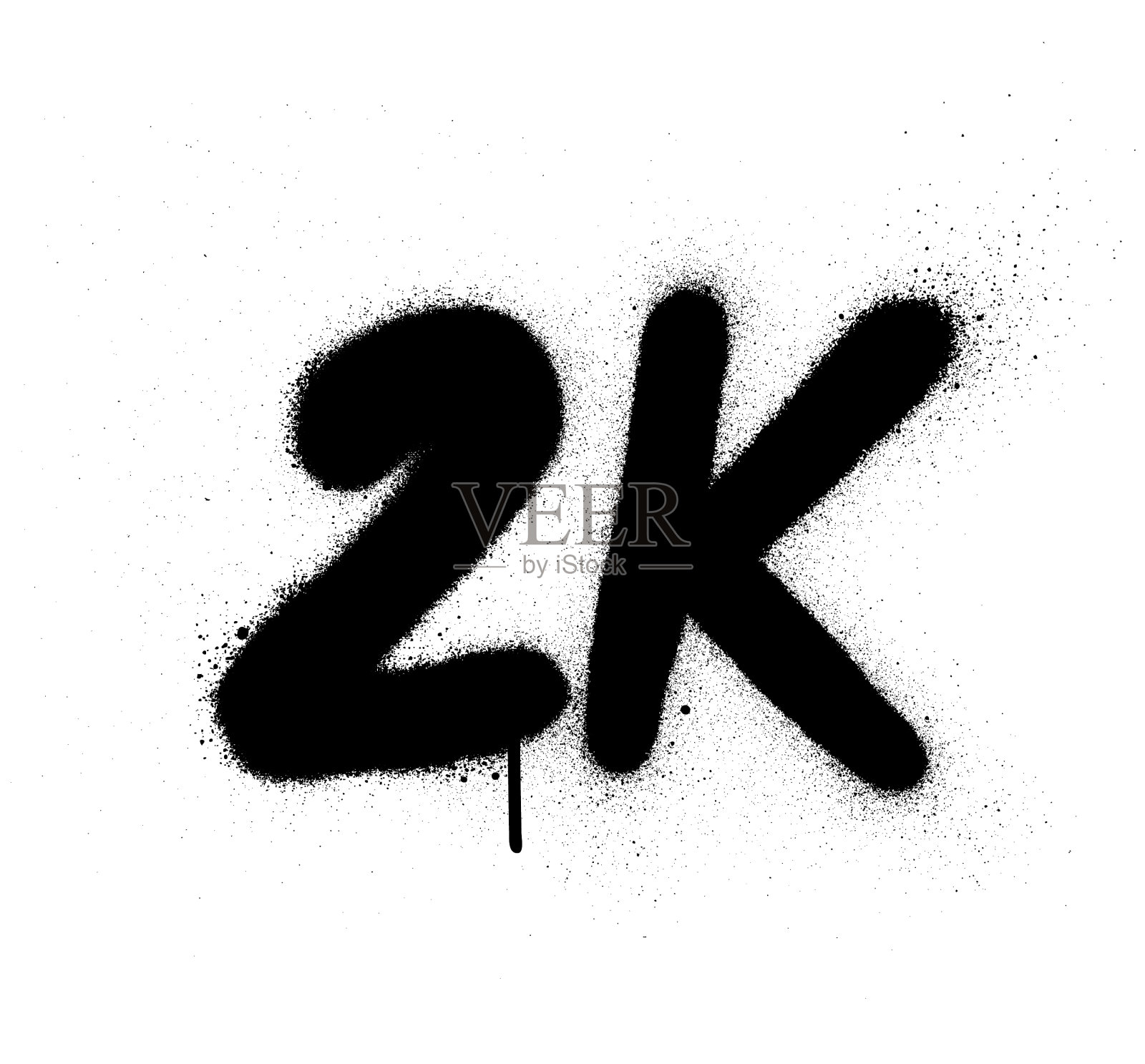 涂鸦2k缩写喷黑色设计元素图片