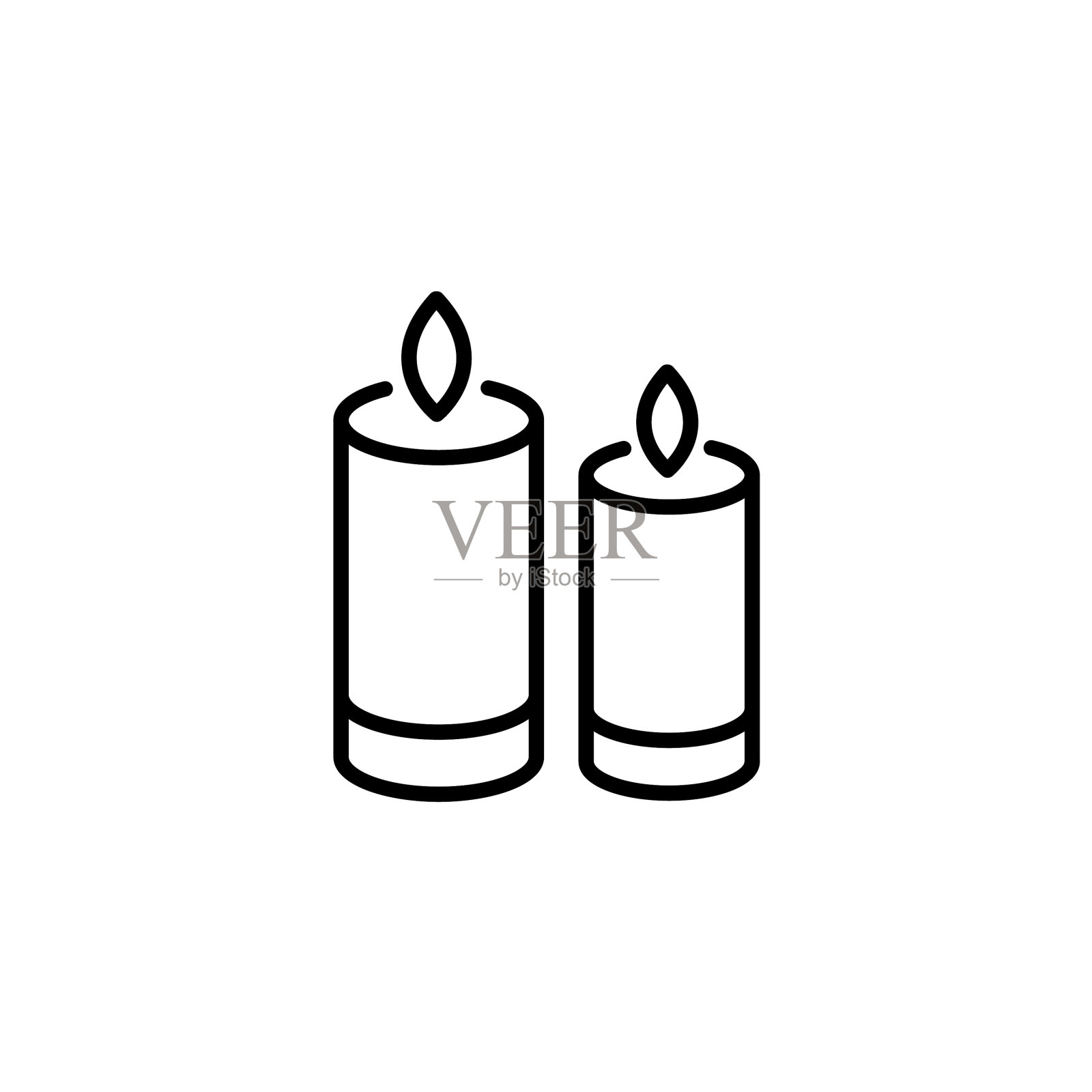 网络线图标两支蜡烛黑色对白色图标素材