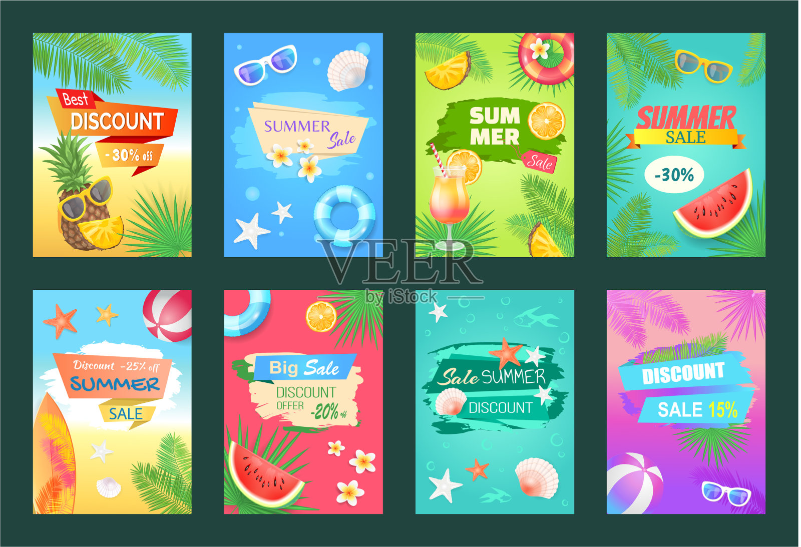 夏季销售最好的折扣集插画图片素材