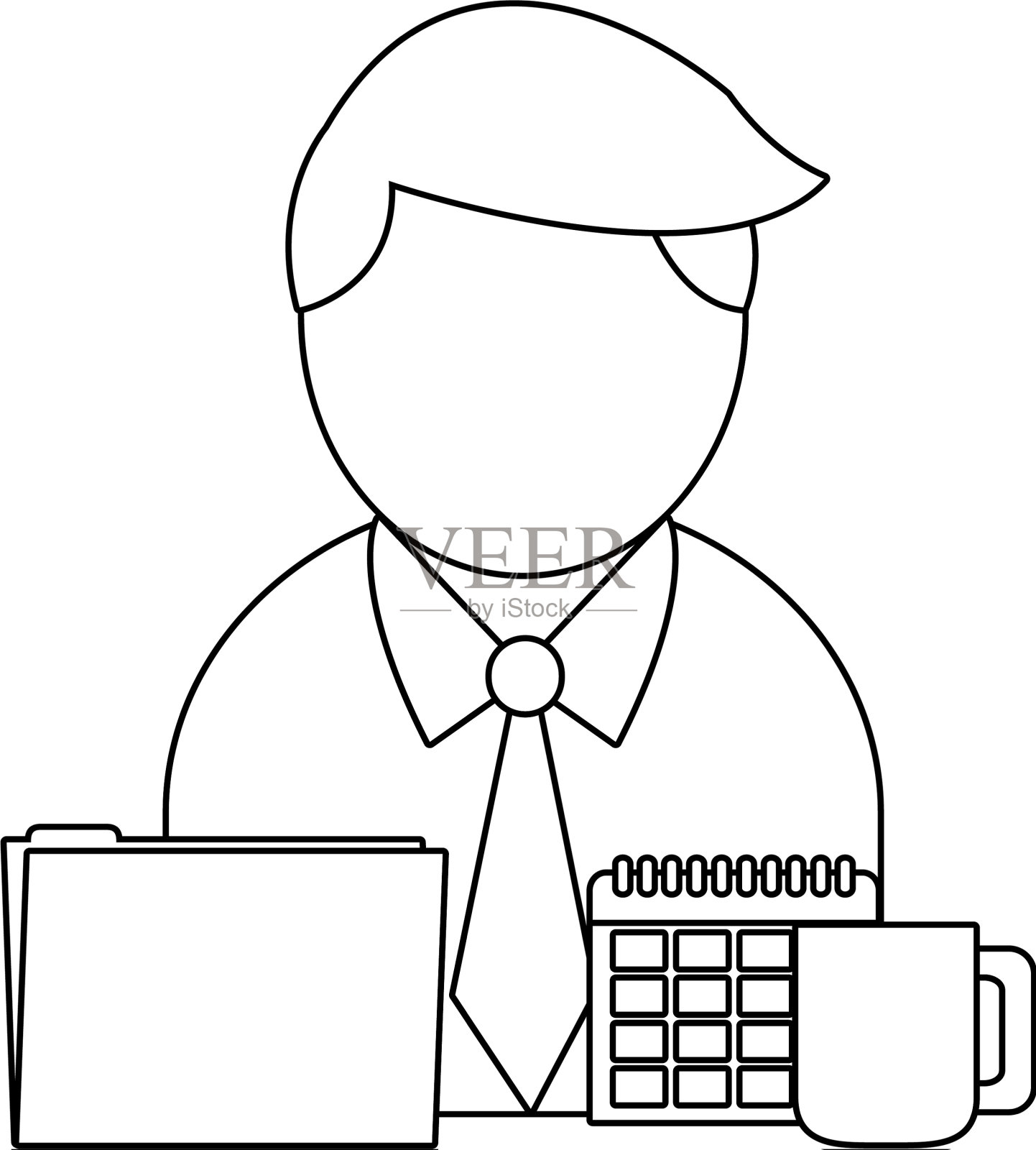 黑白两色的商人和办公室设计元素图片