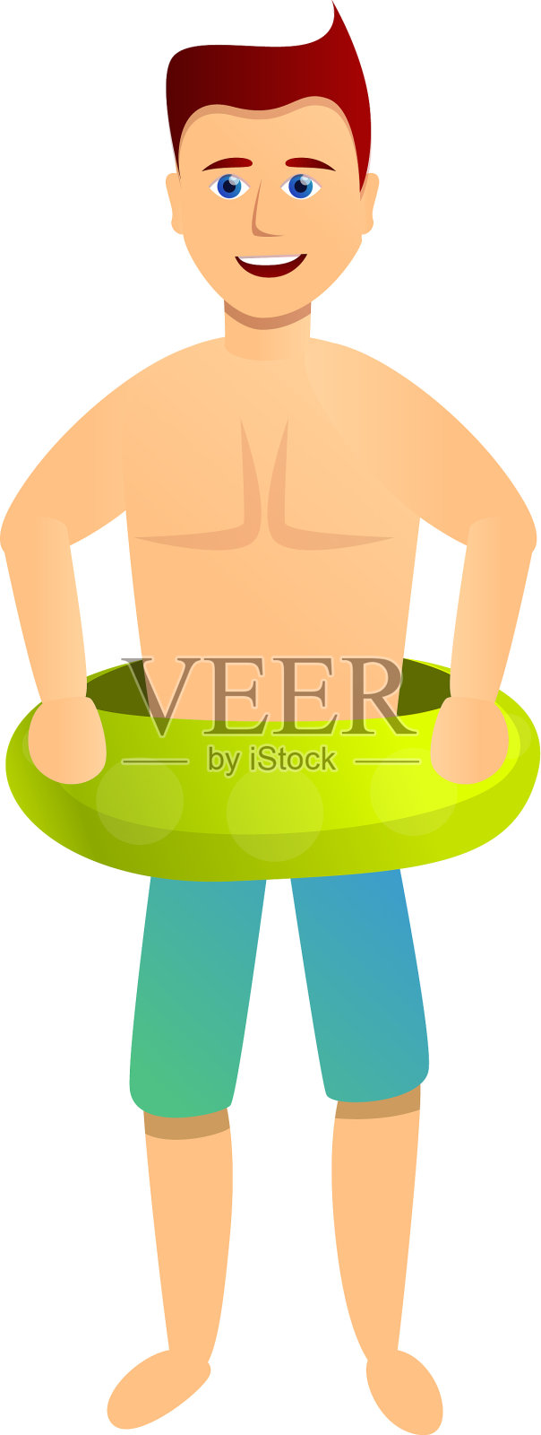 快乐的人绿色环池卡通风格图标设计元素图片