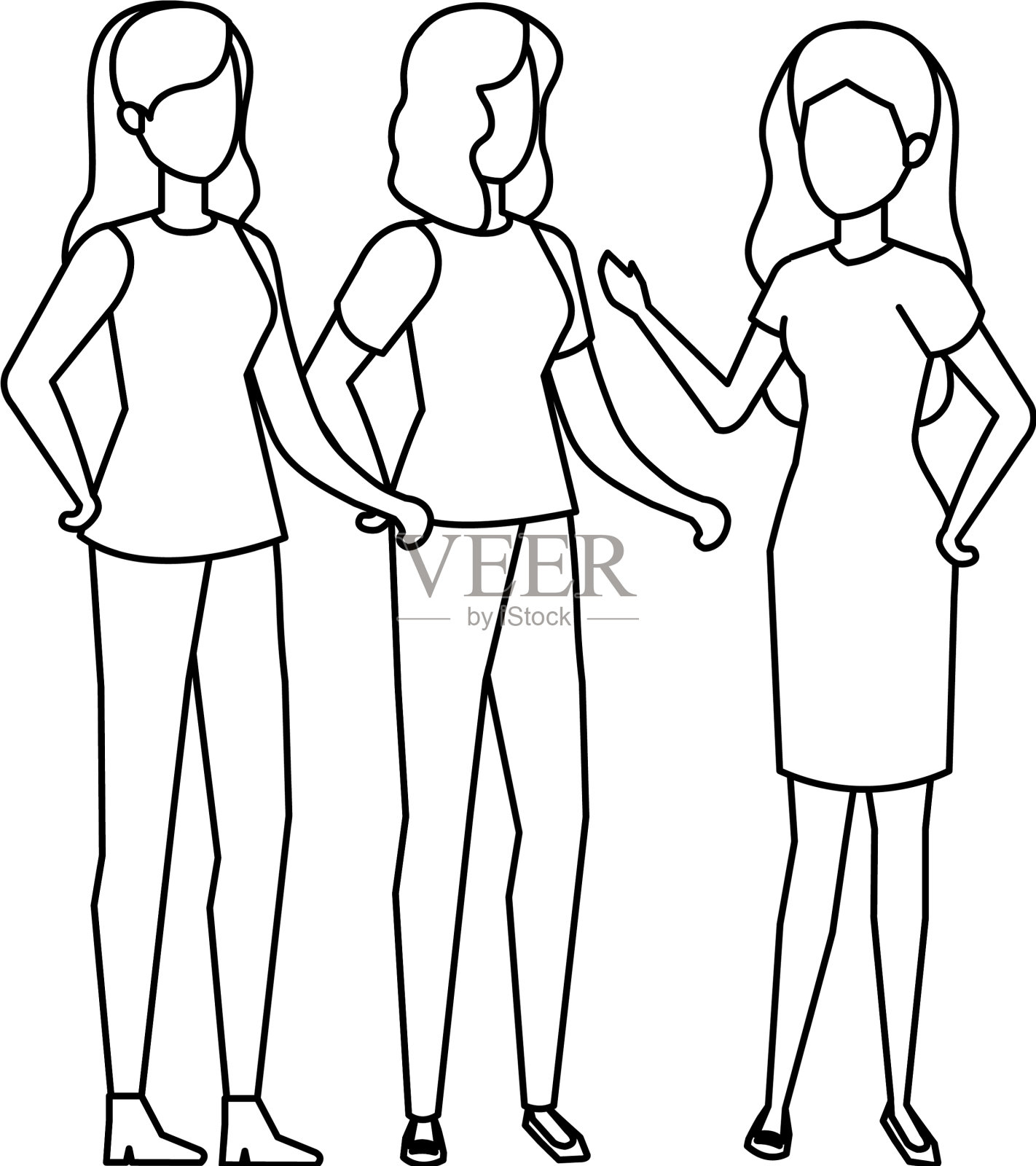 一群女孩的化身设计元素图片