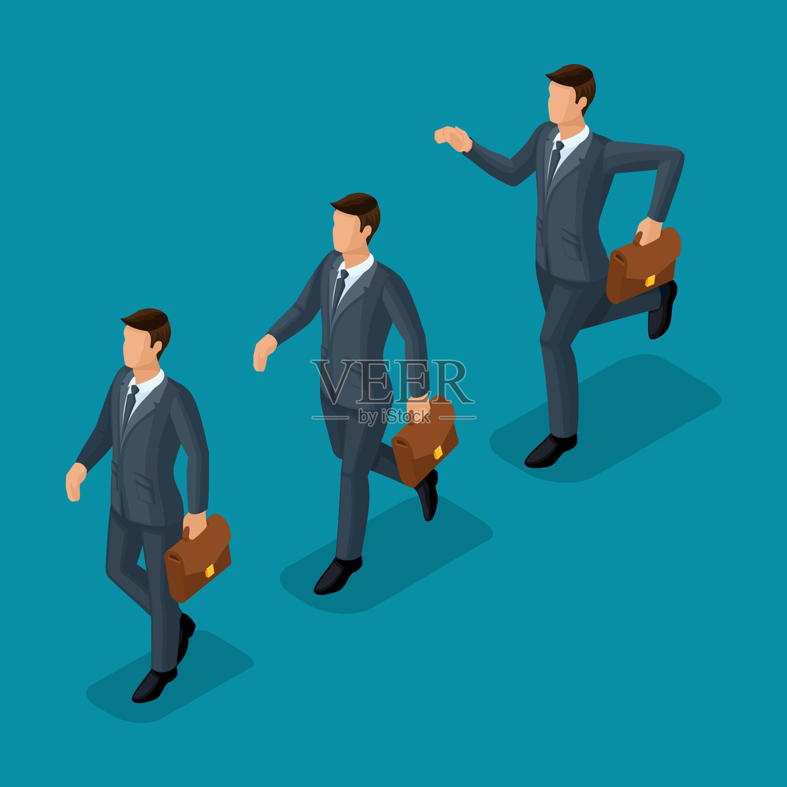 等距设置3d商务场景图标素材