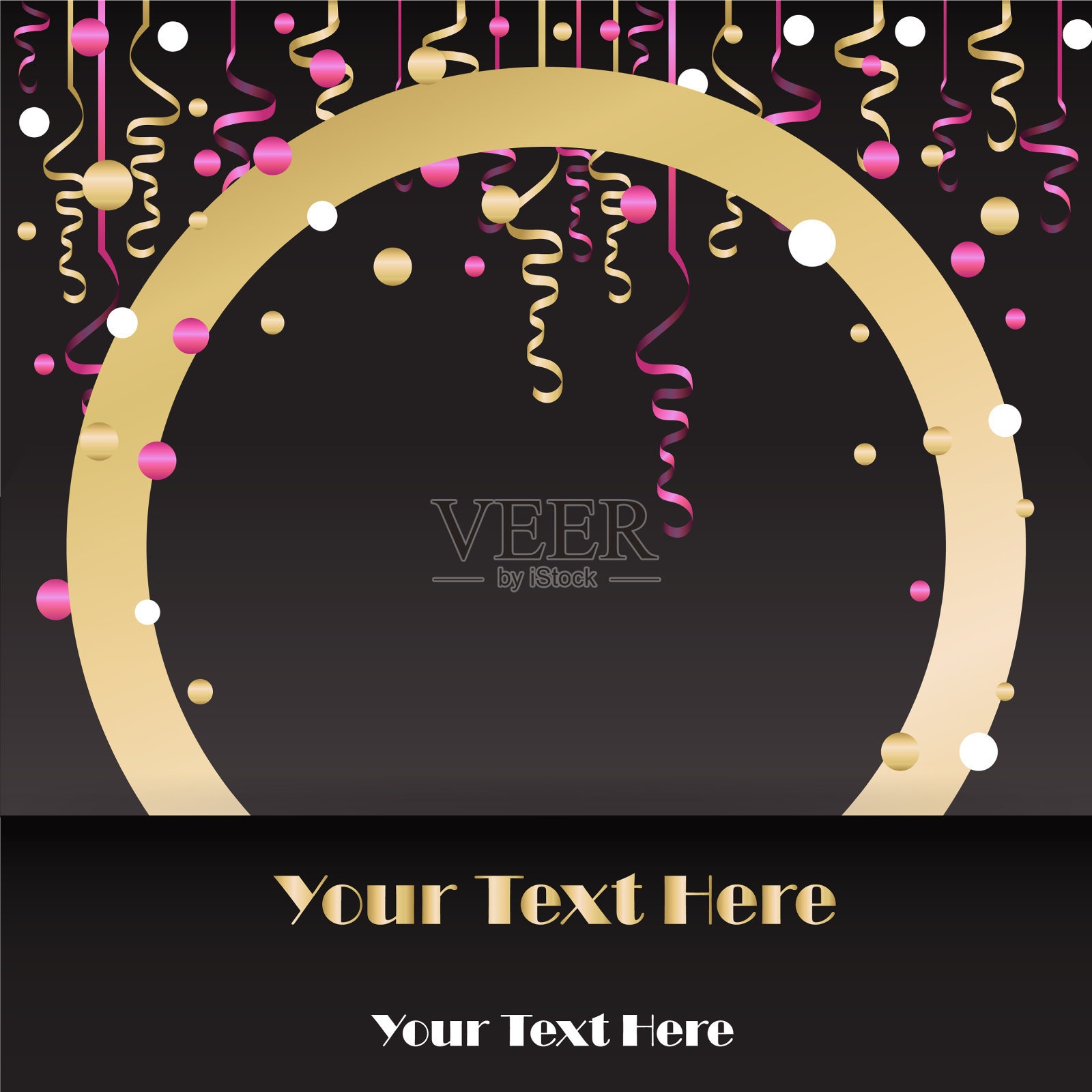 有五彩纸屑和圆边的销售传单设计模板素材