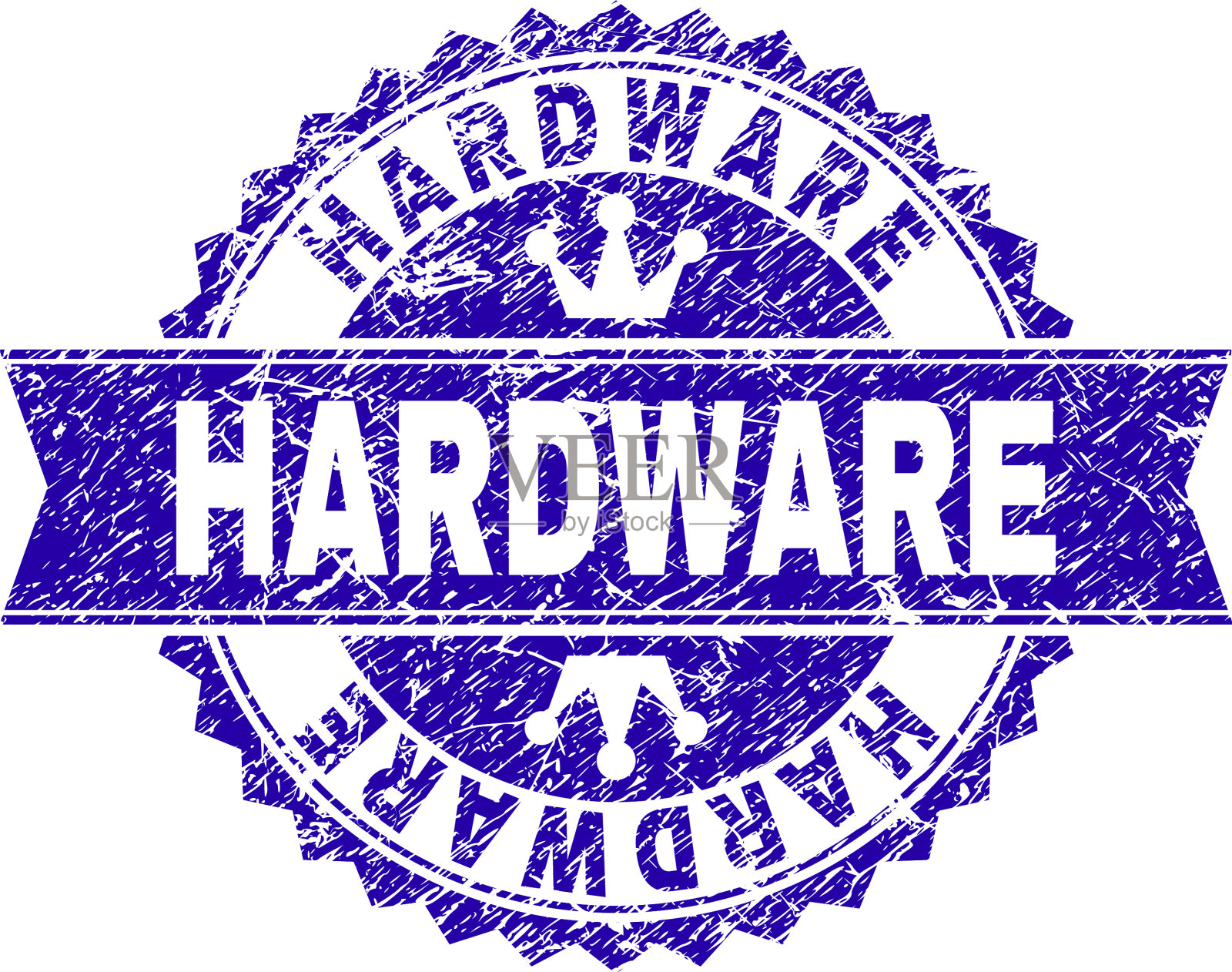 Grunge纹理的五金印章与缎带插画图片素材