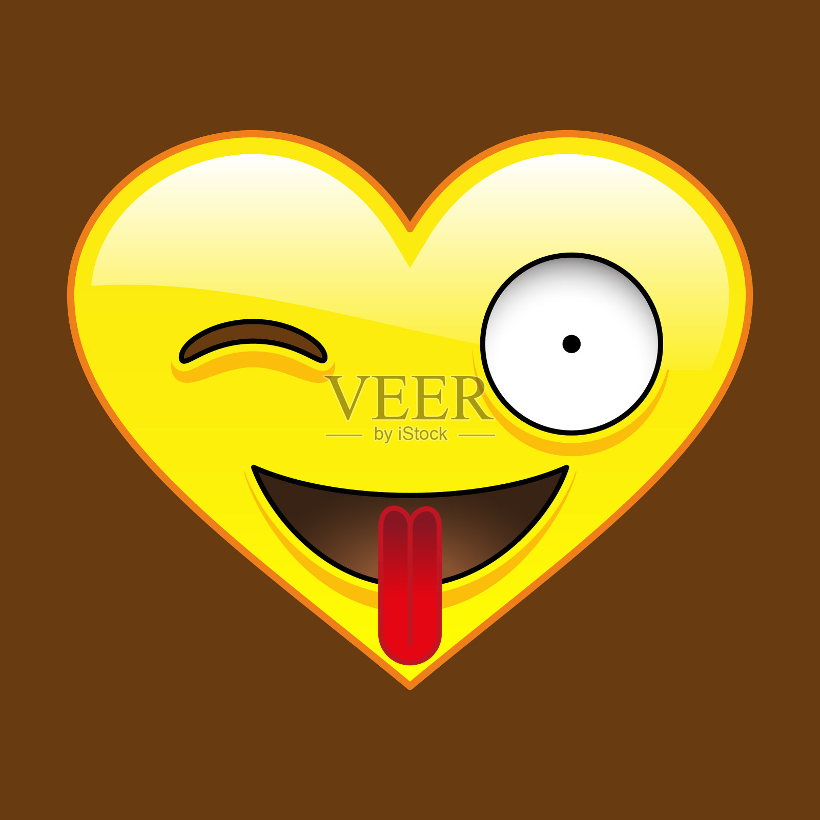 卡通笑脸形状的心聊天图标插画图片素材