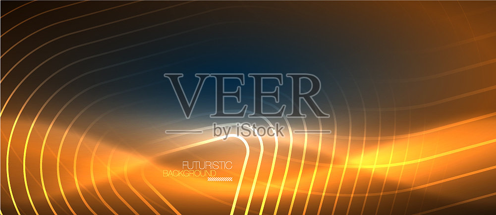 霓虹发光的科技线条，高科技的未来主义插画图片素材