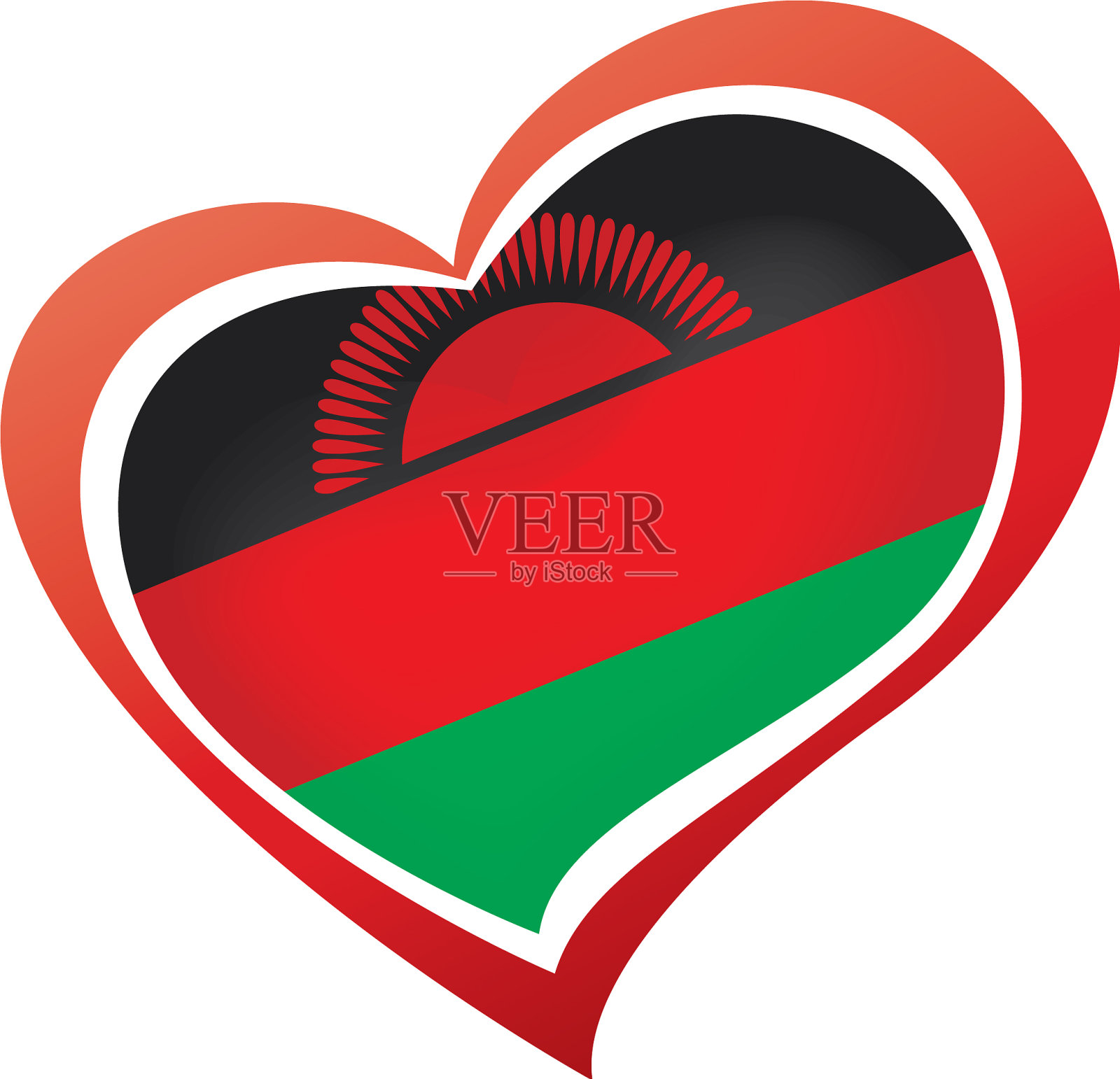 马拉维国旗上有白色设计元素图片