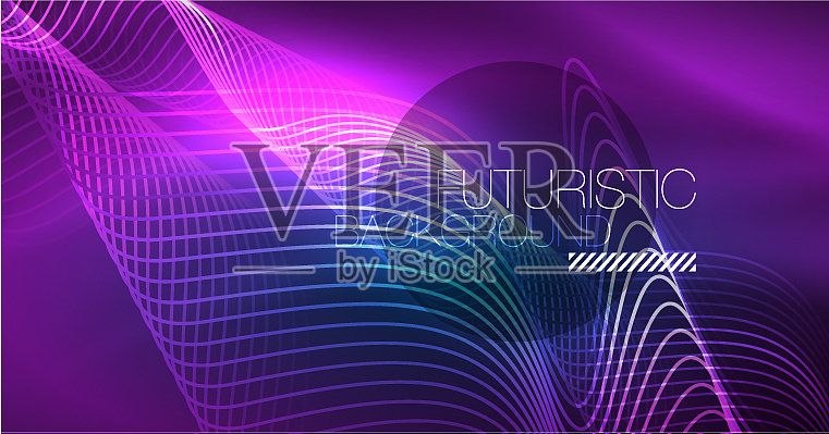 发光的抽象波在暗闪光运动插画图片素材