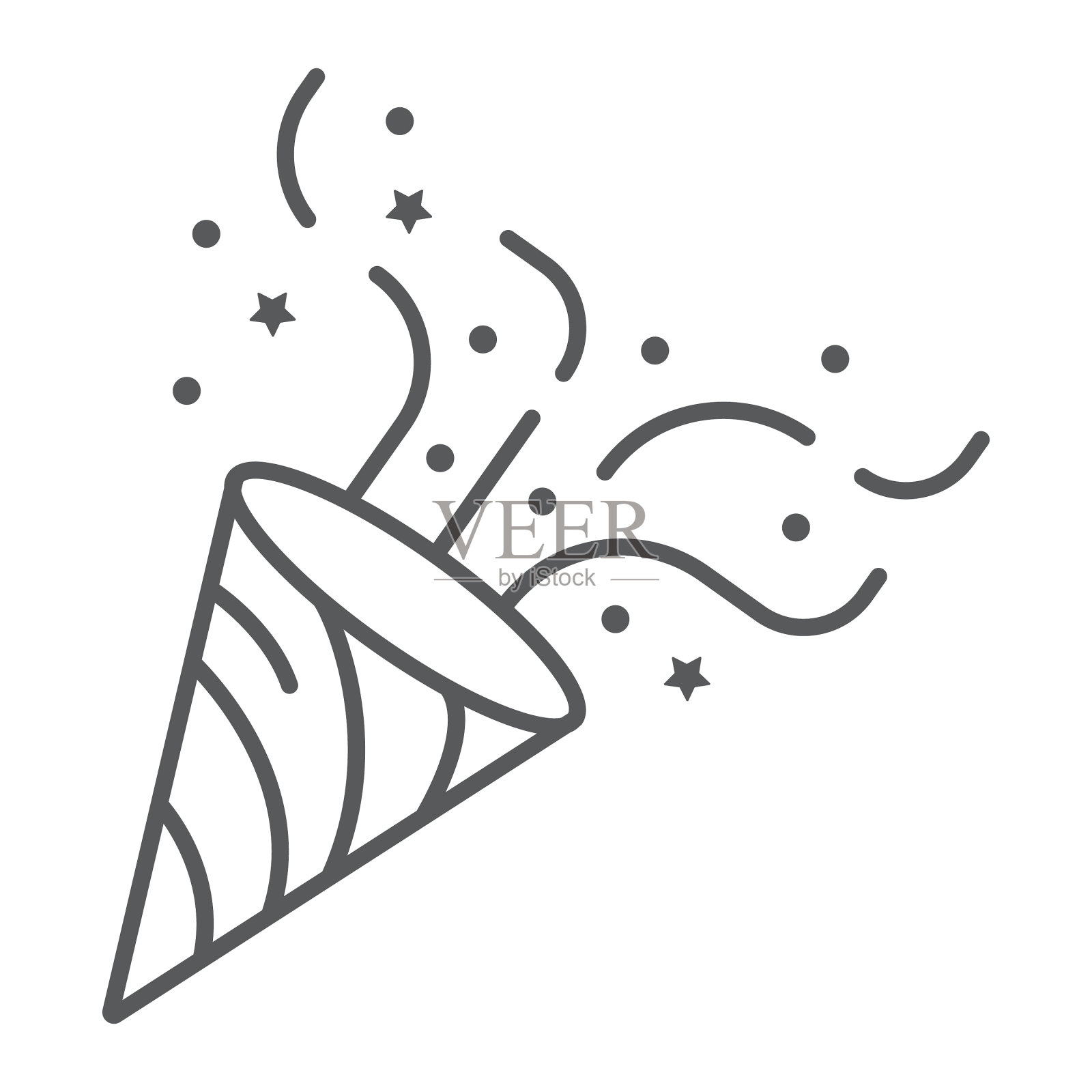 五彩纸屑，细线图标派对和装饰插画图片素材