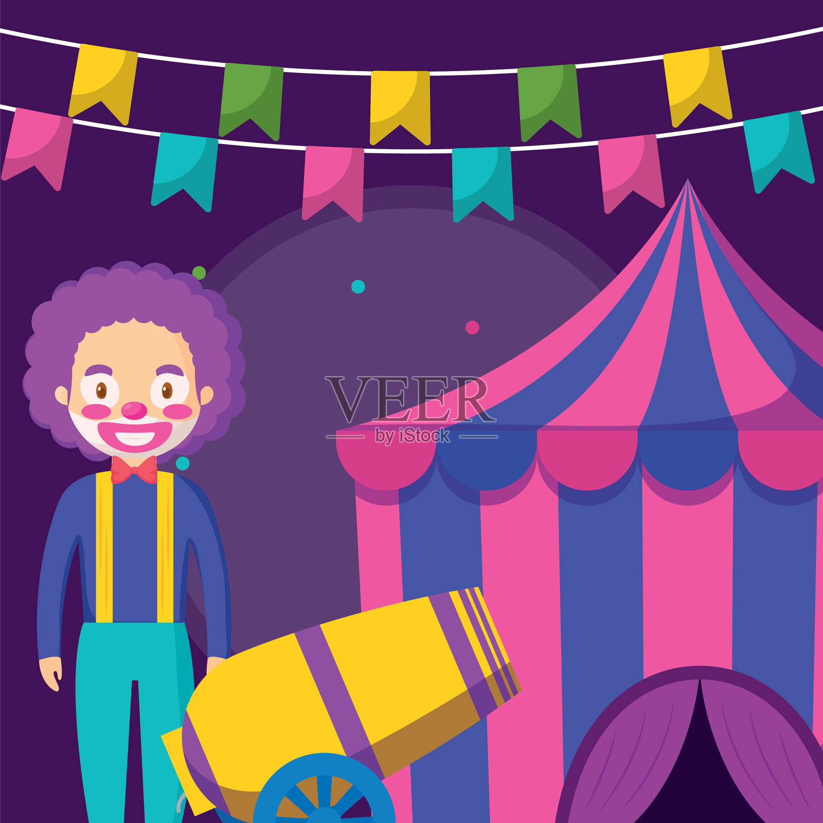 马戏团小丑在亭子插画图片素材