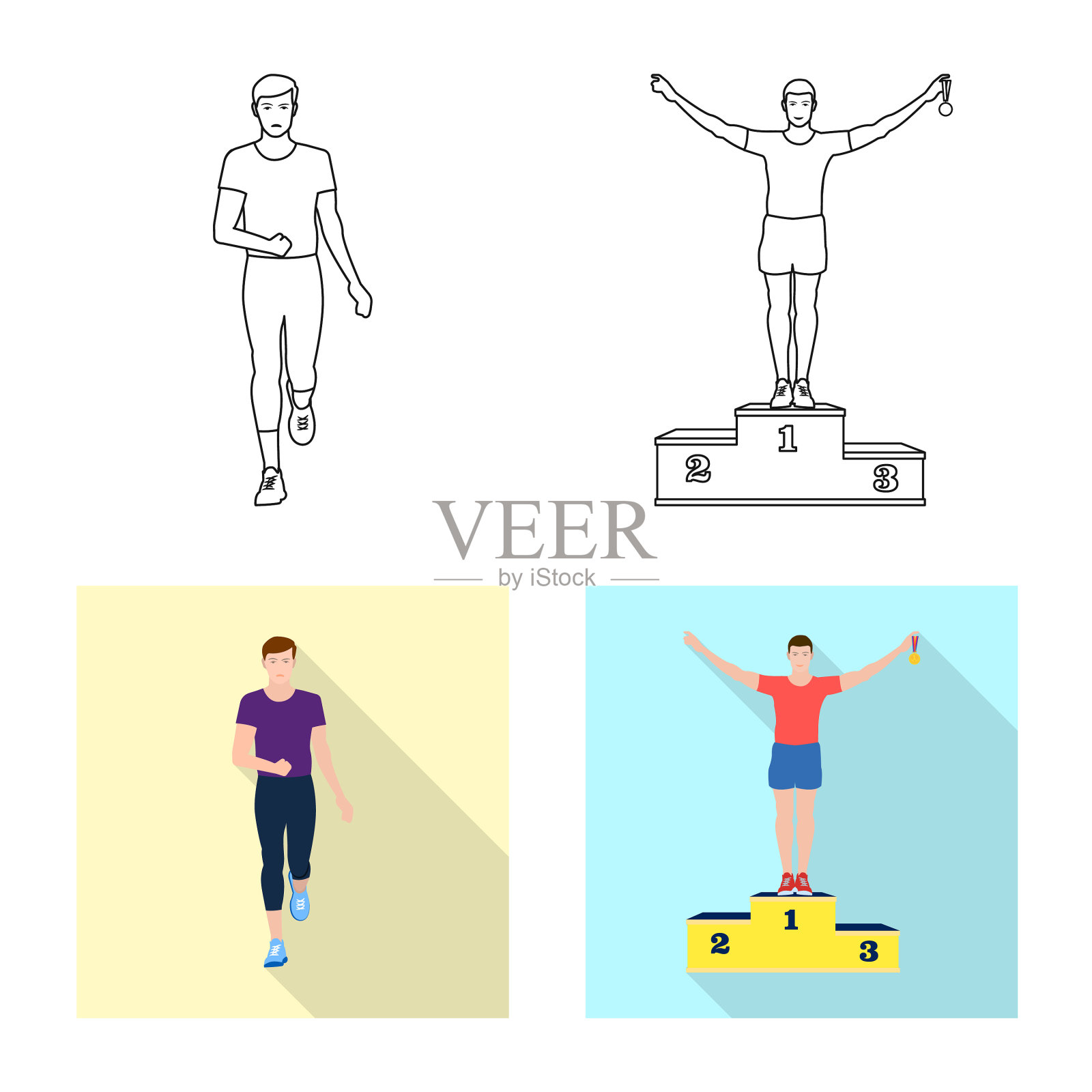 设计运动和获胜者的标志集合插画图片素材