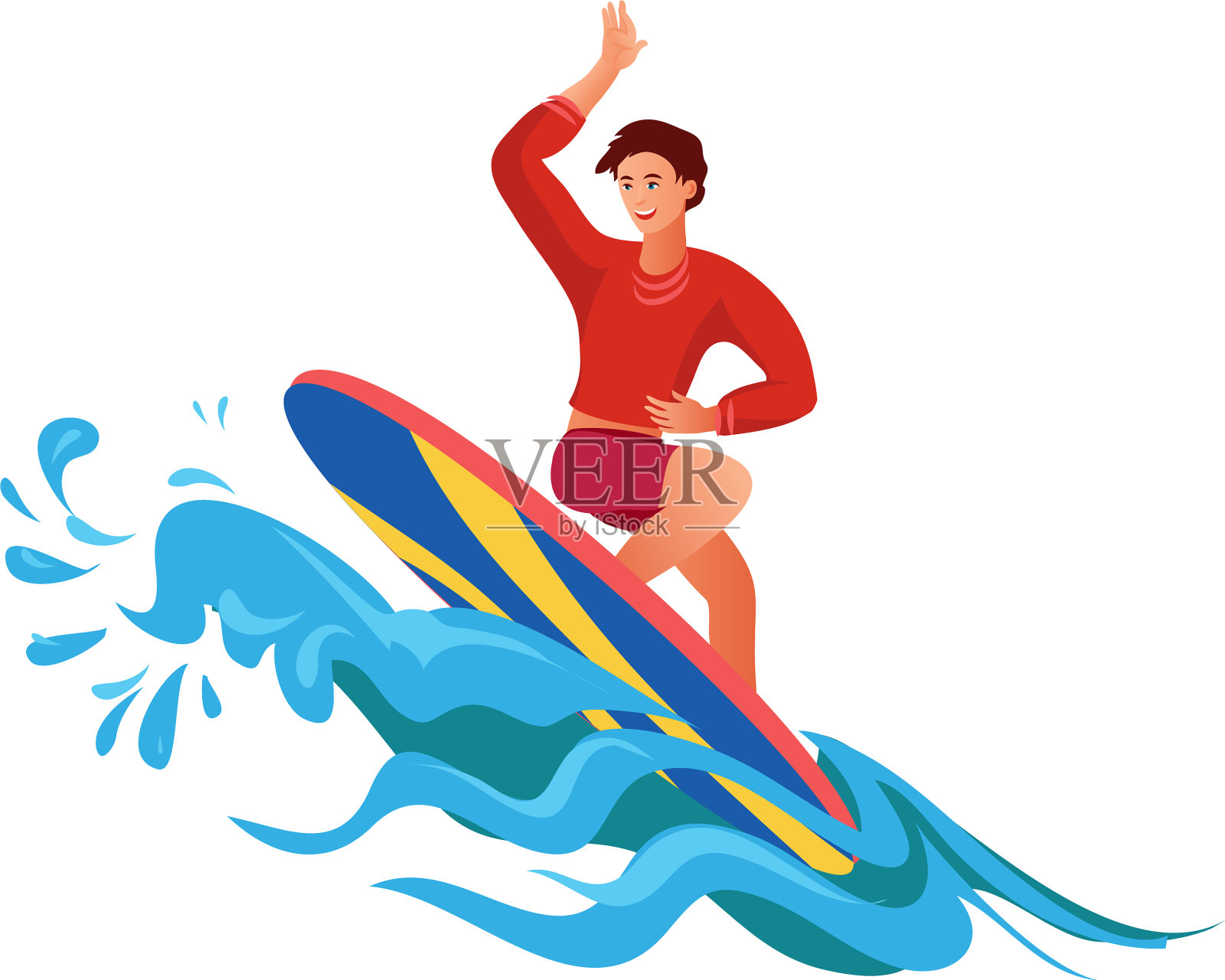 冲浪者在浪峰上光栅设计元素图片