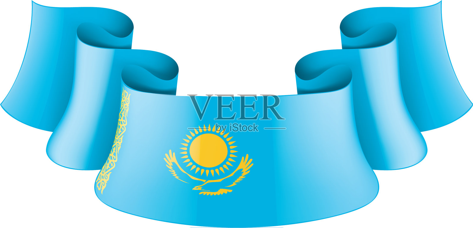 哈萨克斯坦国旗上有白色设计元素图片