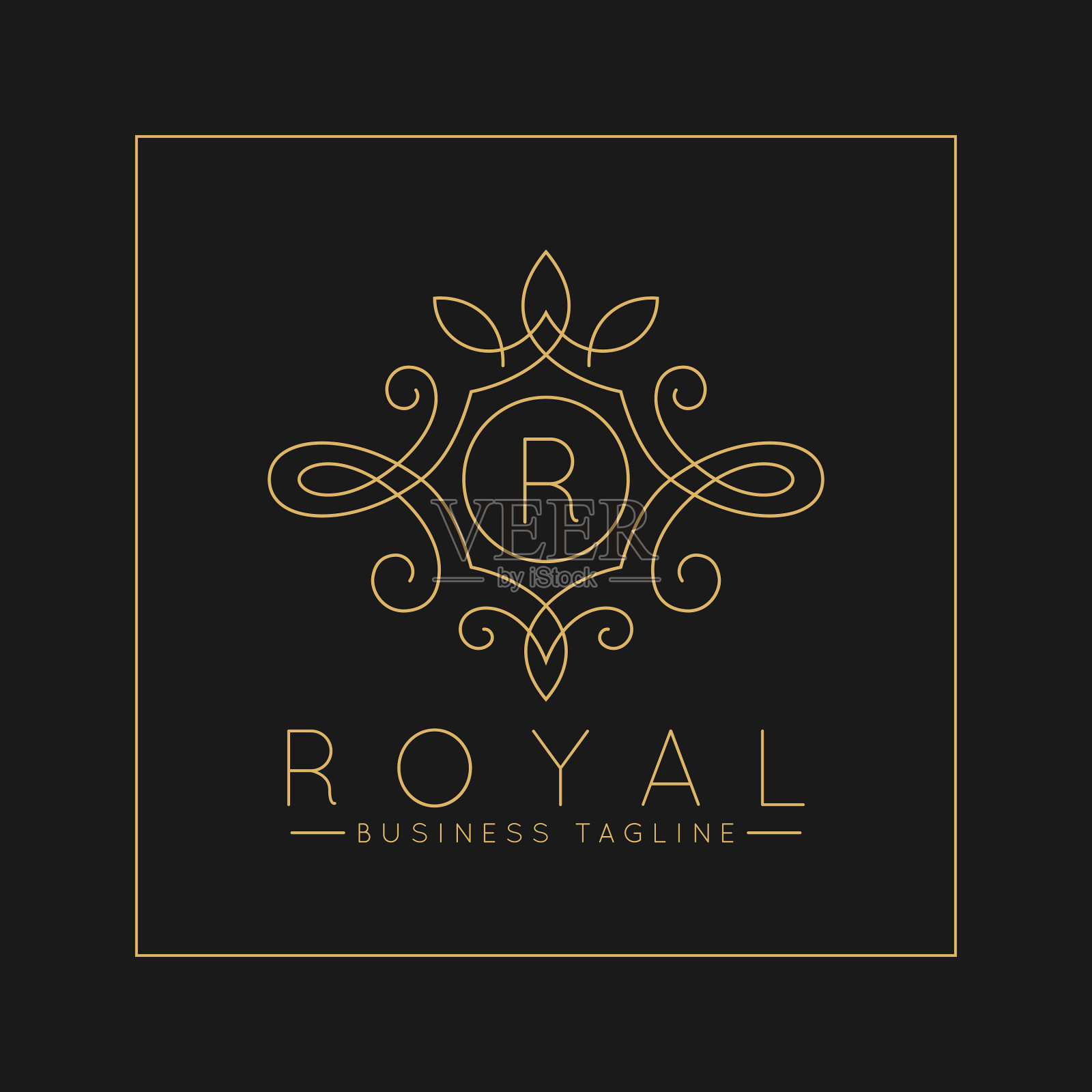 豪华的字母标志与经典的线条艺术插画图片素材