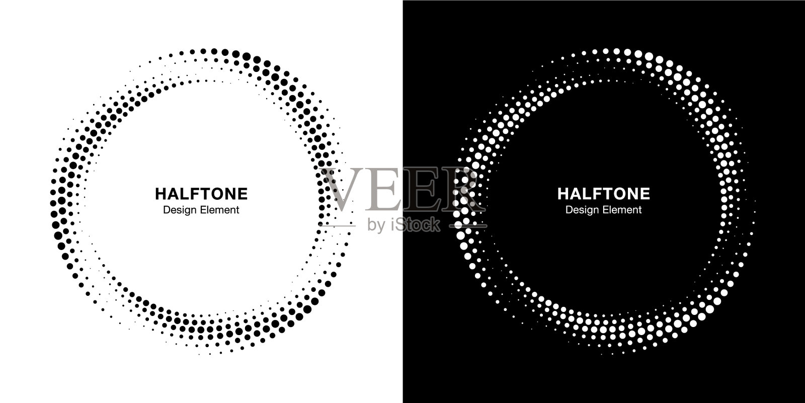 半色调圆形虚线框标志设计元素插画图片素材