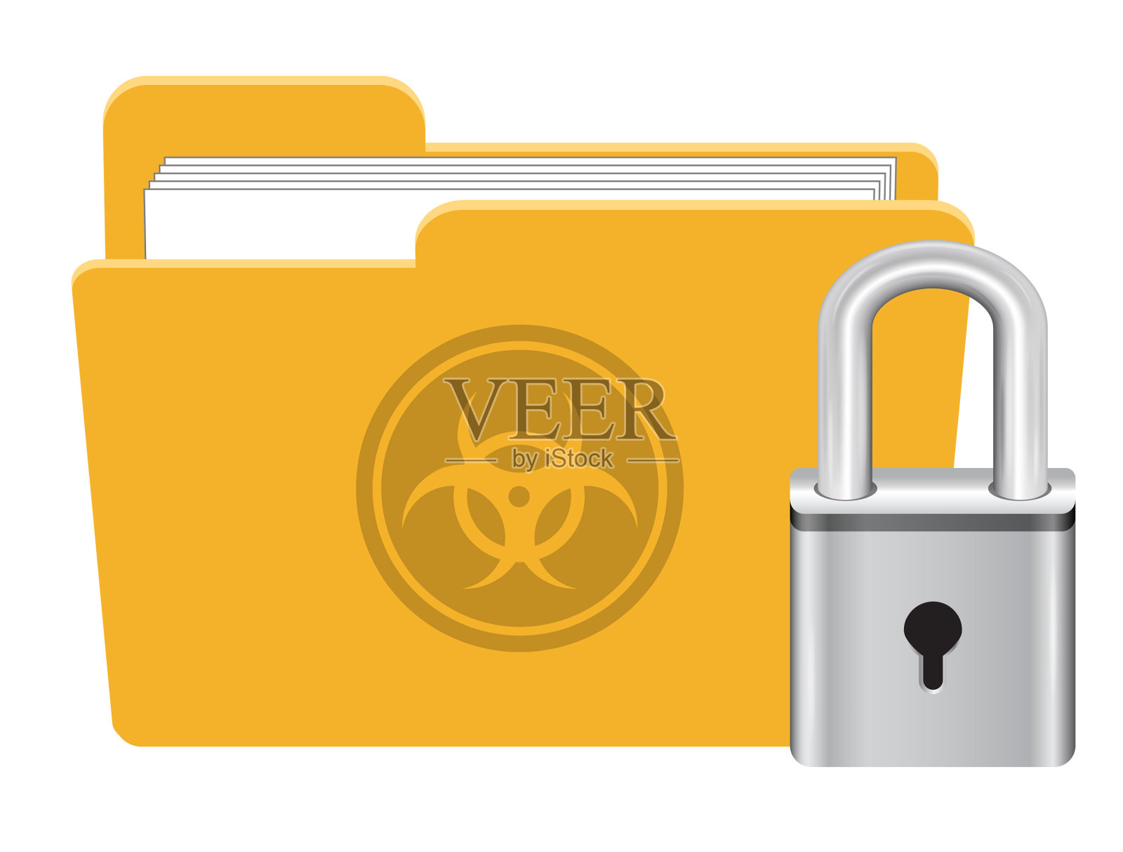 带有主密钥锁图标的受感染病毒文件夹设计元素图片