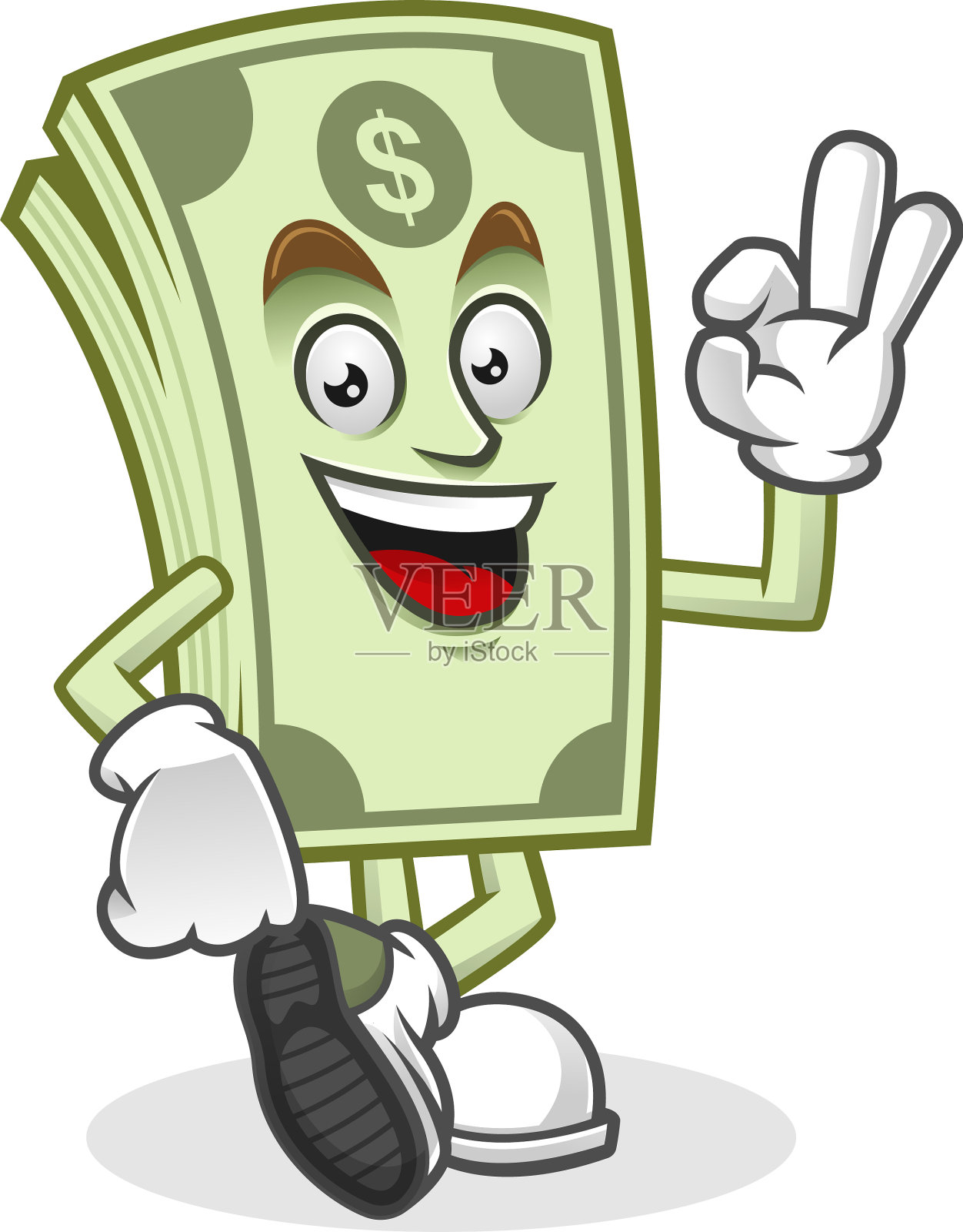 钱币角色设计或钱币吉祥物完美无缺设计元素图片