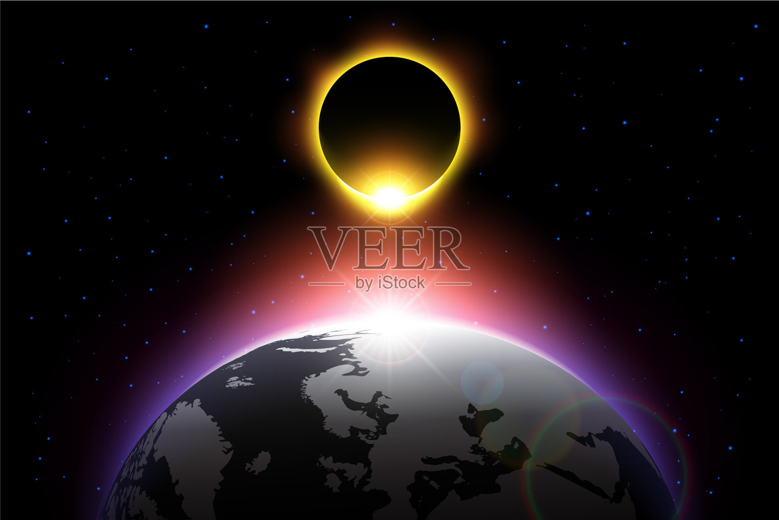 地球和日食插画图片素材