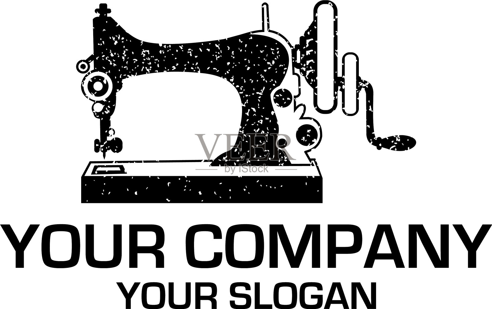 旧缝纫机标志设计插画图片素材