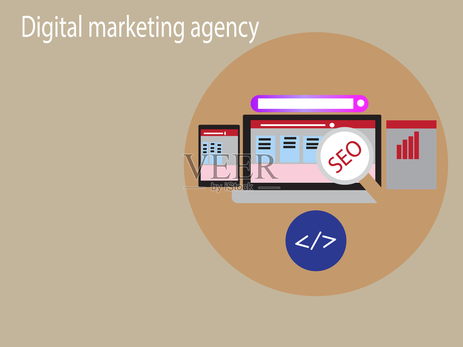 搜索引擎营销横幅插画图片素材