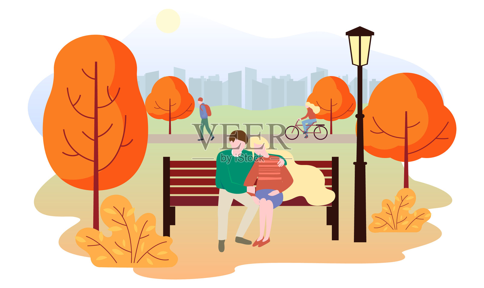 城市秋园景观让人漫步其间设计元素图片