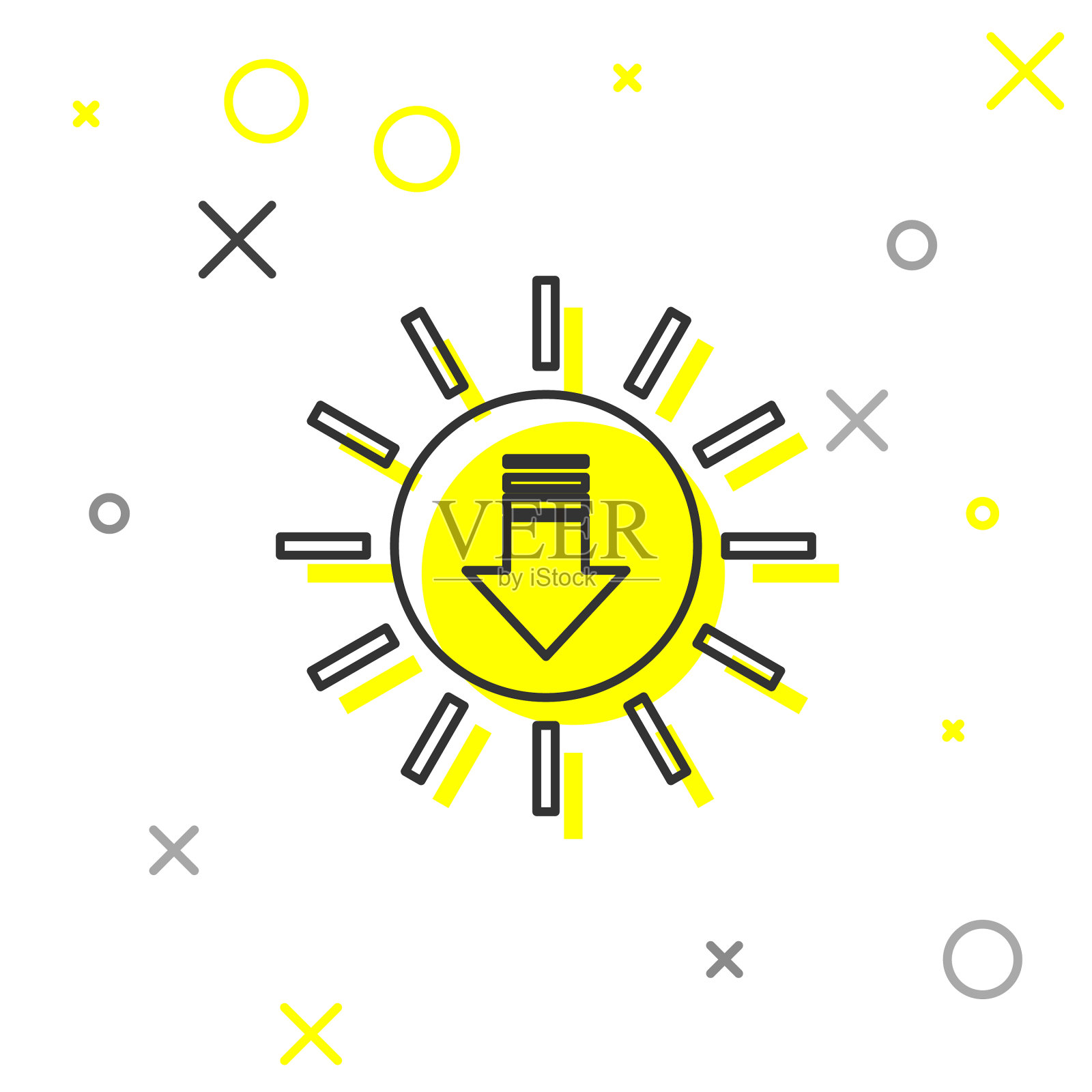 灰色线日落图标孤立在白色的背景图标素材