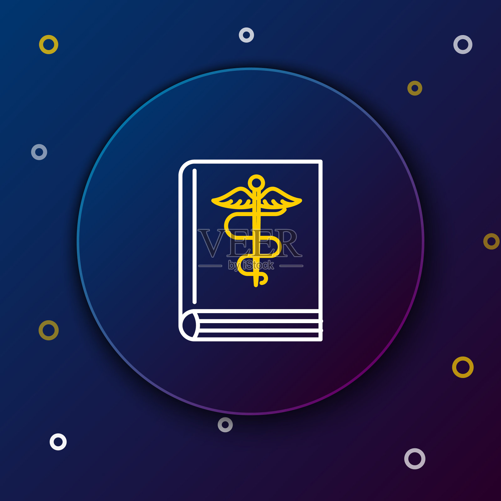 白线和黄线分开的医学书籍图标插画图片素材