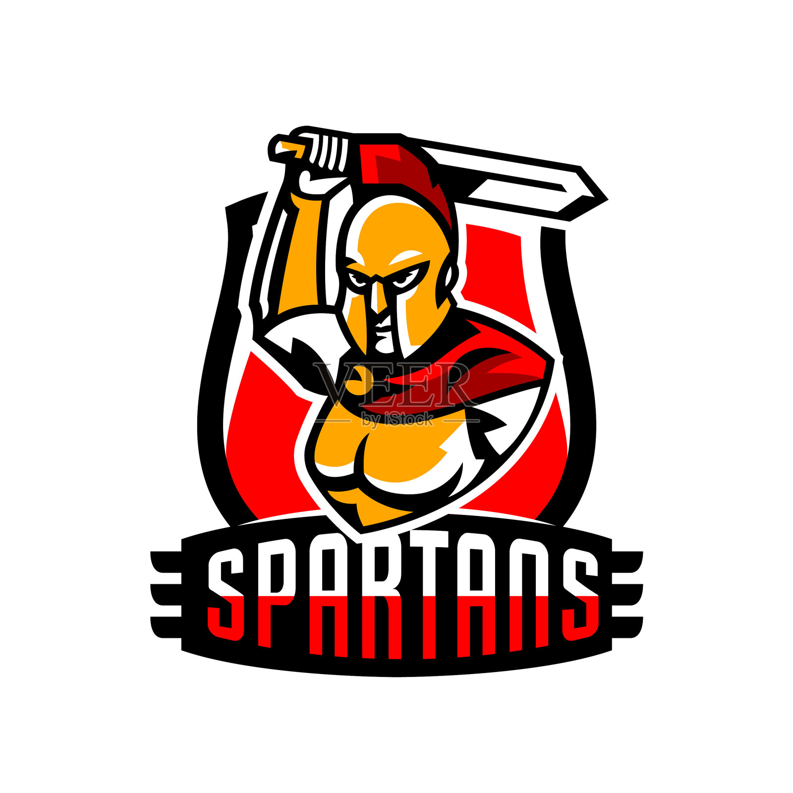 会徽标志徽章斯巴达与古剑设计元素图片