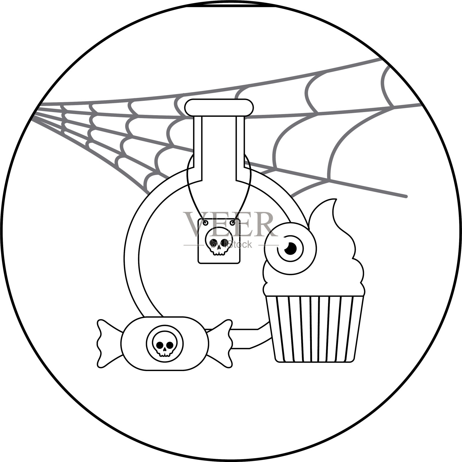 万圣节的美味新鲜纸杯蛋糕设计元素图片