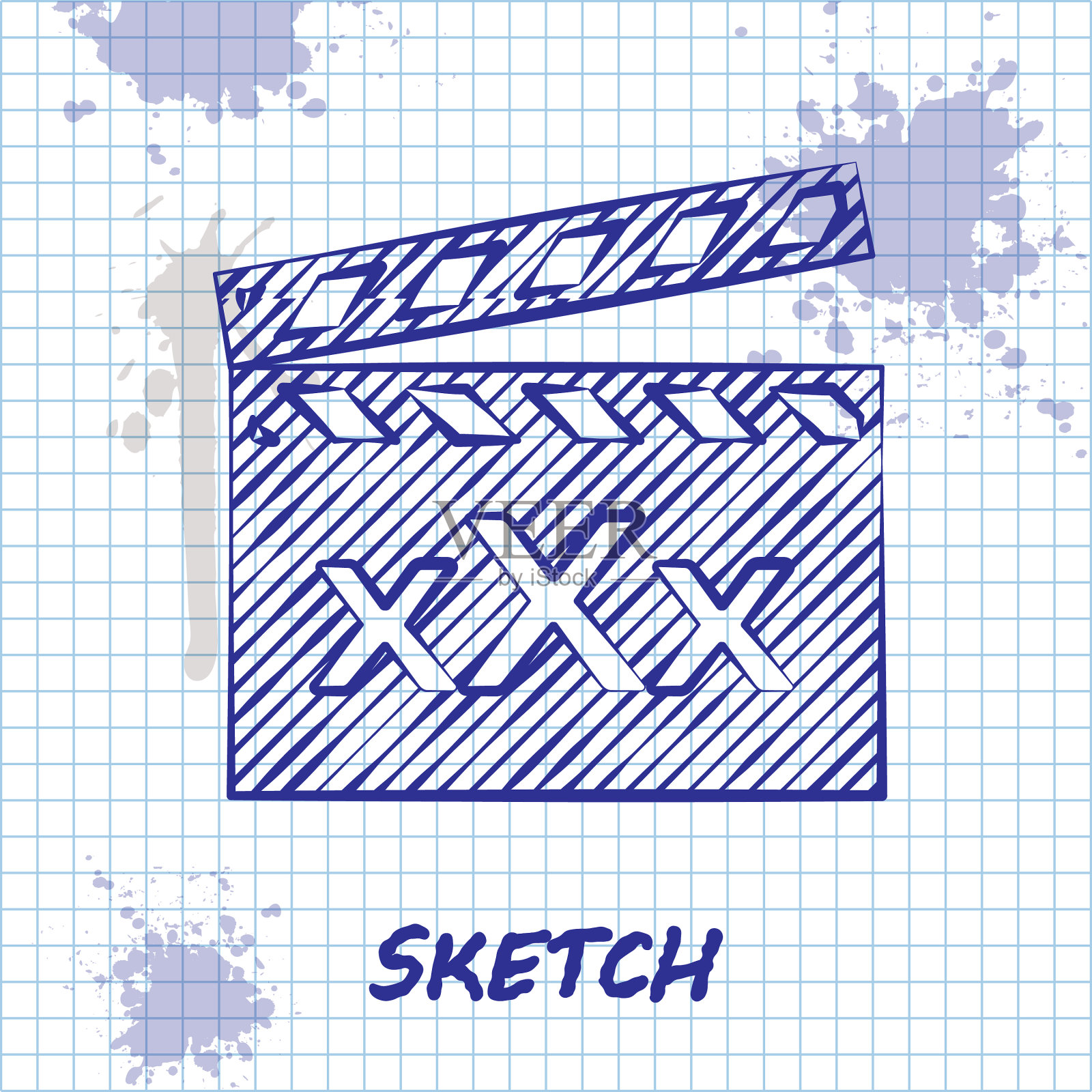 素描线电影拍手与题词XXX插画图片素材