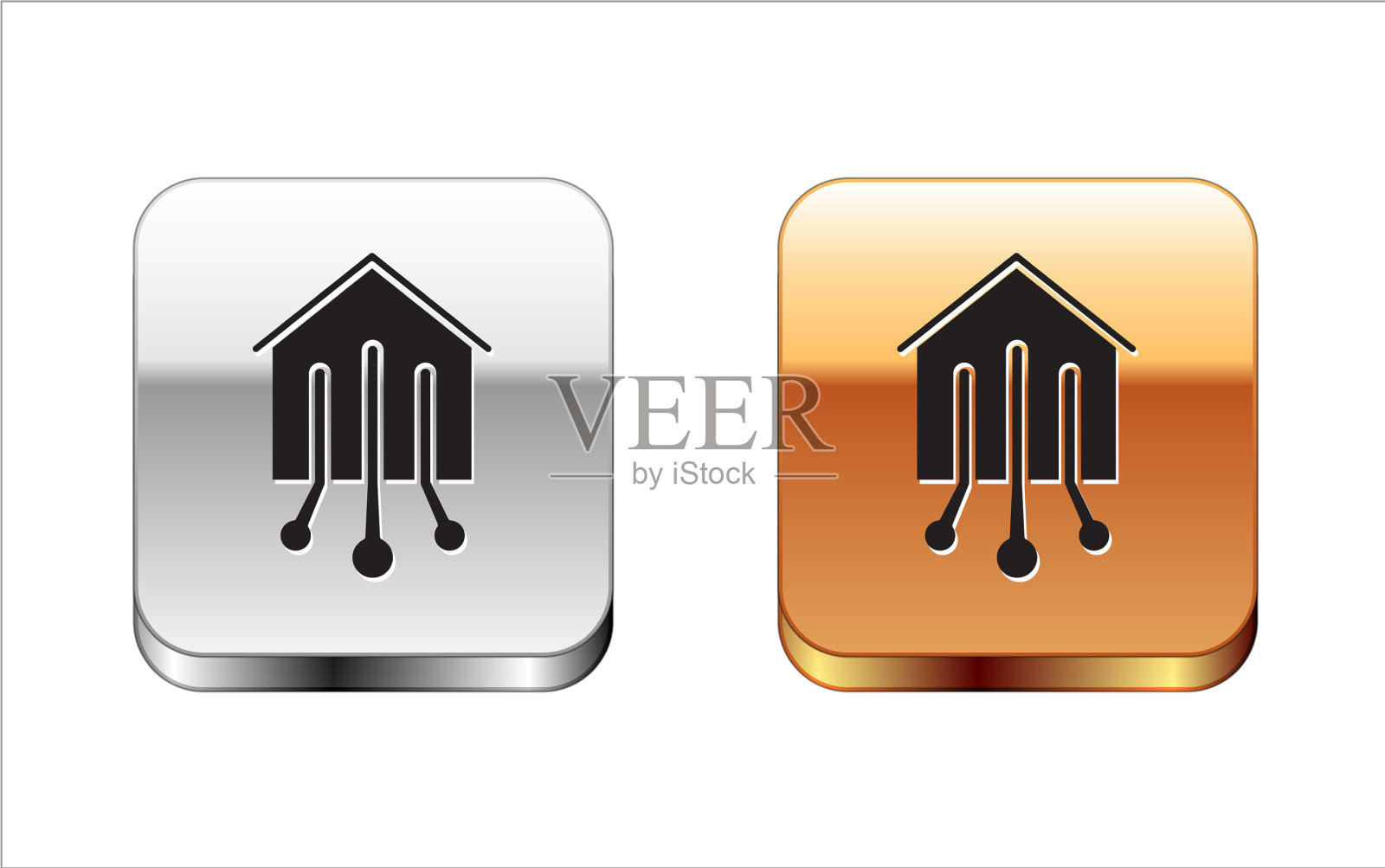 黑色智能家居图标孤立在白色背景图标素材