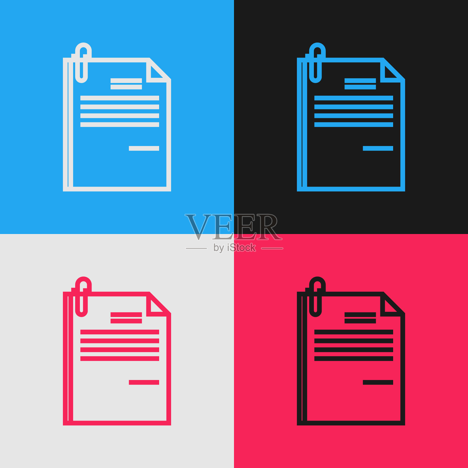 颜色线文件文件和回形针图标插画图片素材