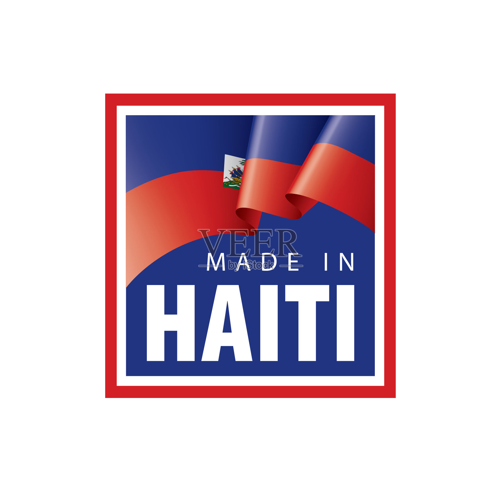 海地国旗上有白色插画图片素材