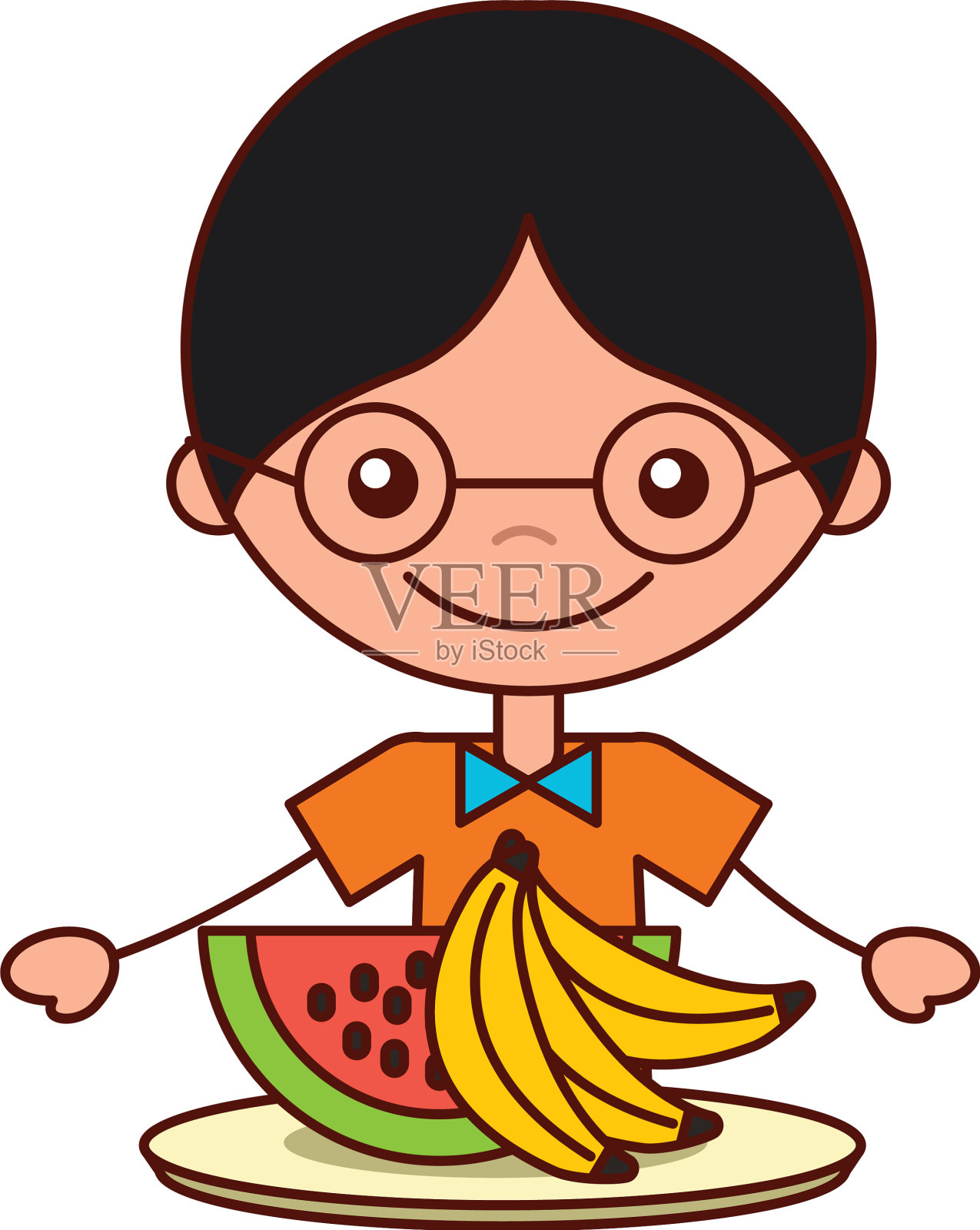 有西瓜和香蕉的男孩设计元素图片