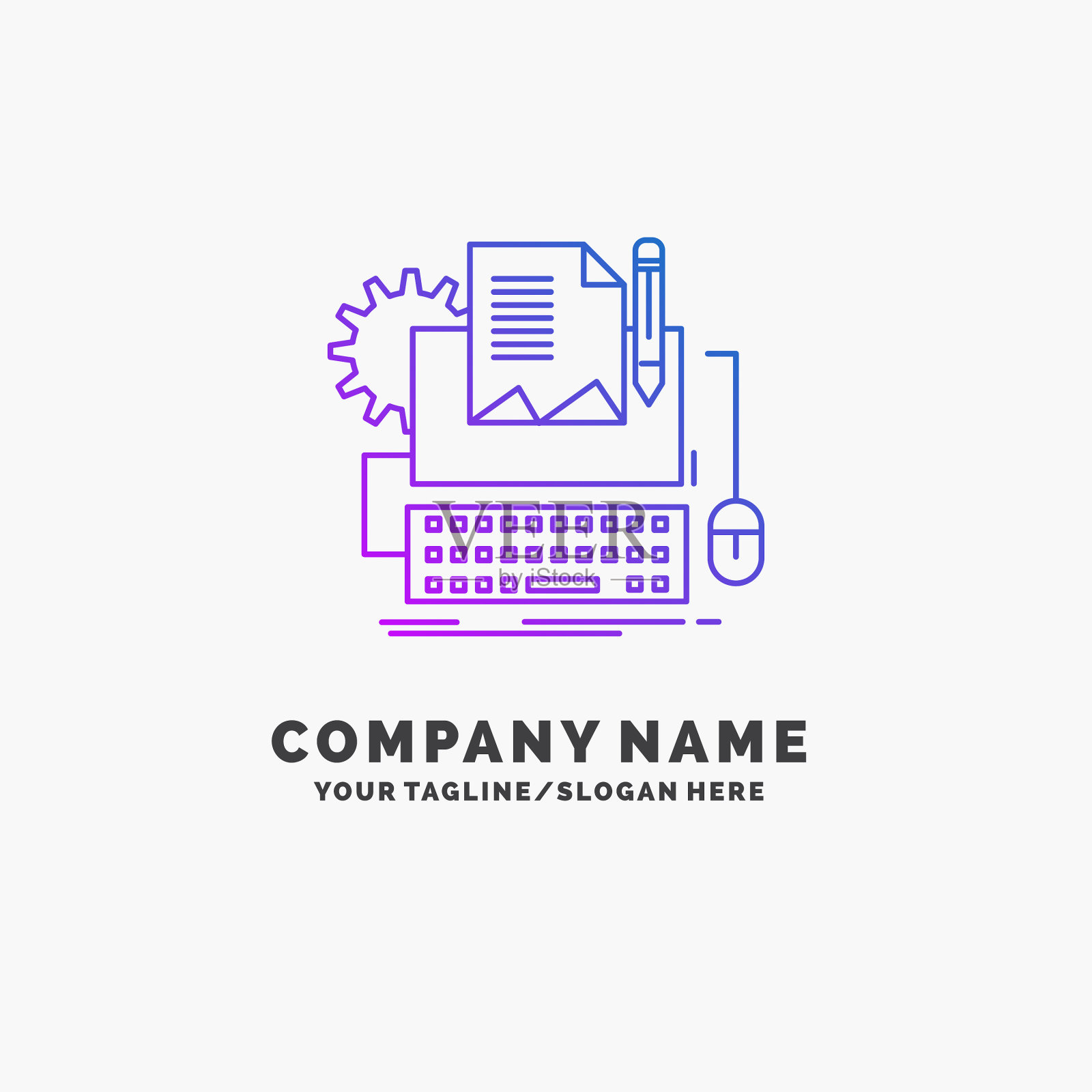 打字打字机纸电脑纸键盘紫色插画图片素材