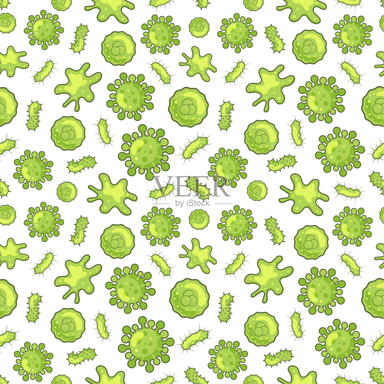 冠状病毒和细菌病毒疾病主题背景载体无缝模式插画图片素材